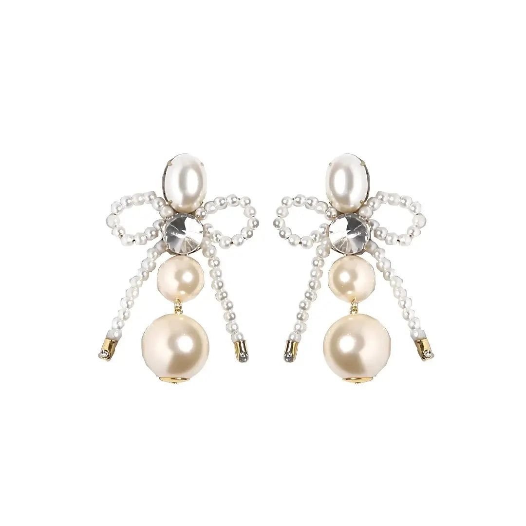 SATIN | shopsatin.ae SATIN | shopsatin.ae Bow Earring – Pearl Crystal / Gold