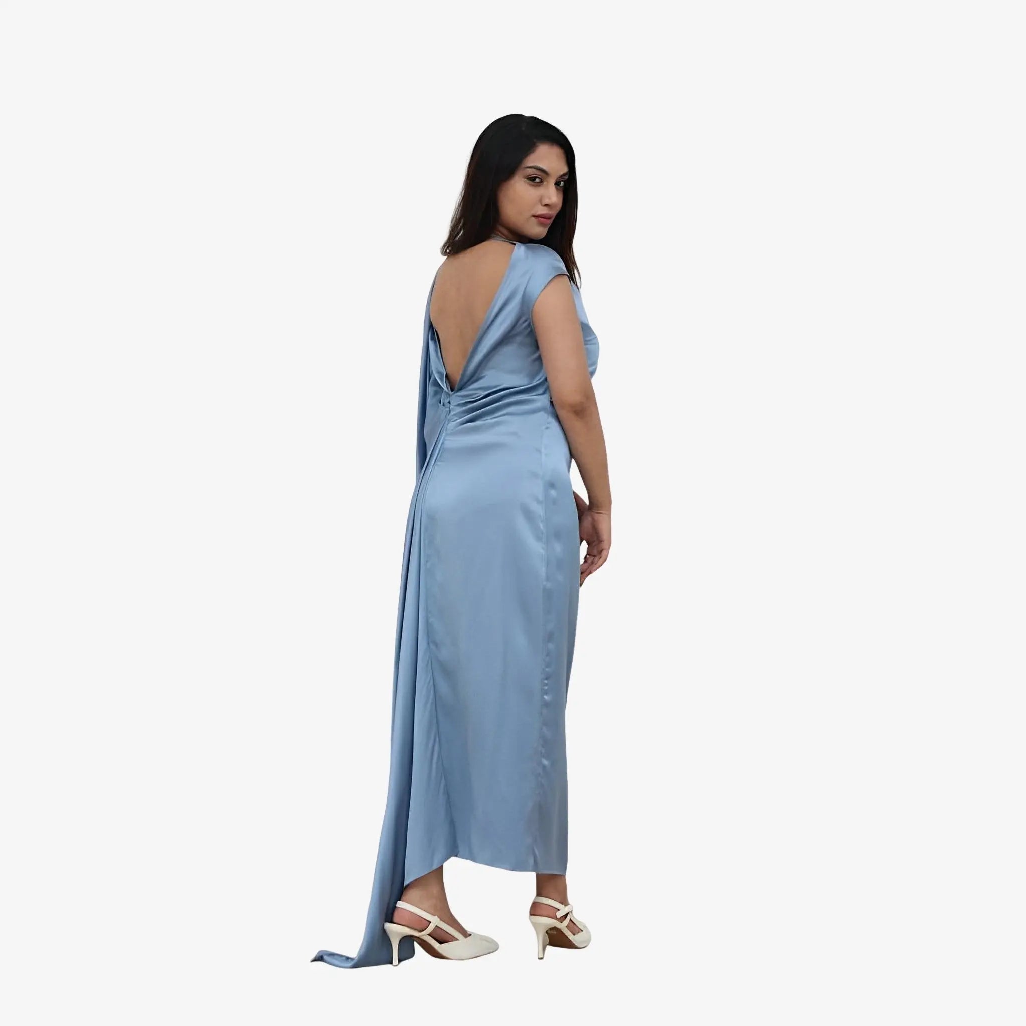 SATIN | Brazilian Luxury Fashion MISCI MISCI Popcorn Blue Silk Dress