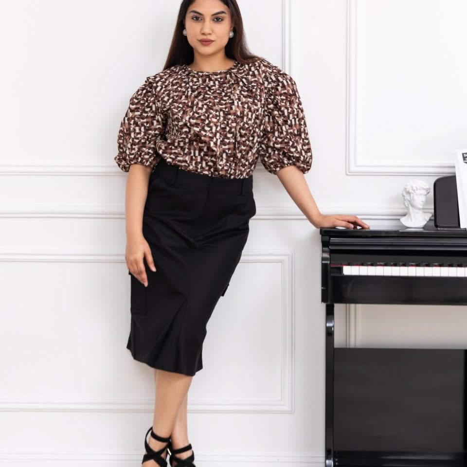 LILLY SARTI Cubism Tricoline Blouse Black - SATIN | Brazilian Luxury Fashion