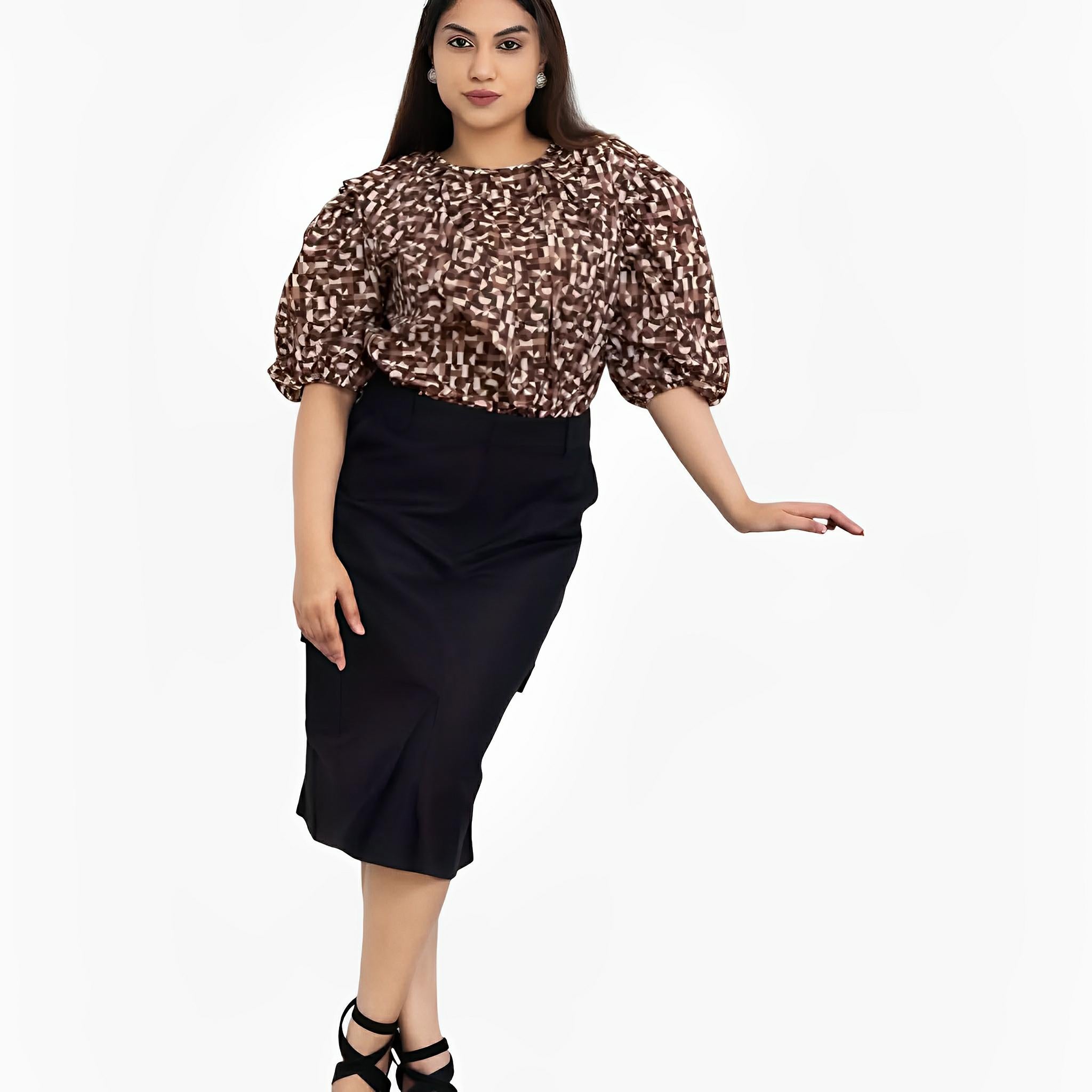 SATIN | Brazilian Luxury Fashion LILLY SARTI LILLY SARTI Cubism Tricoline Blouse Brown