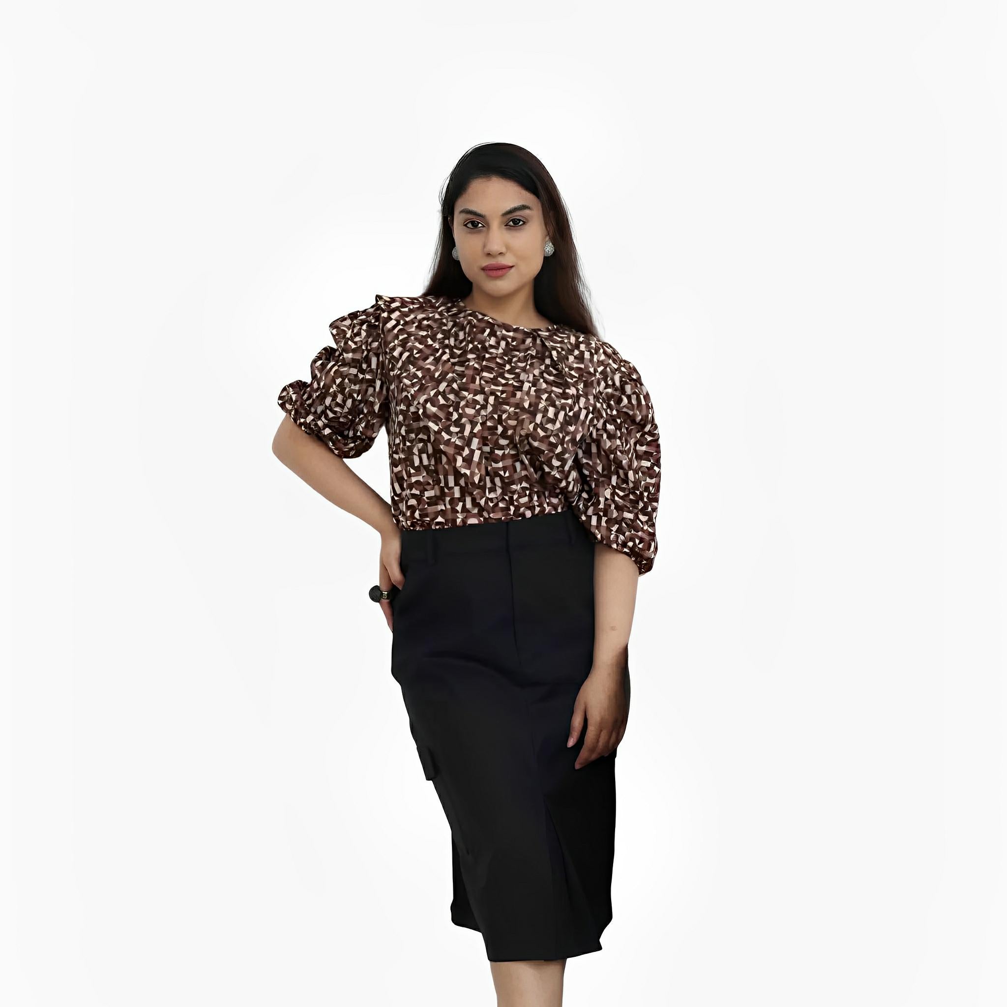 SATIN | Brazilian Luxury Fashion LILLY SARTI LILLY SARTI Cubism Tricoline Blouse Brown