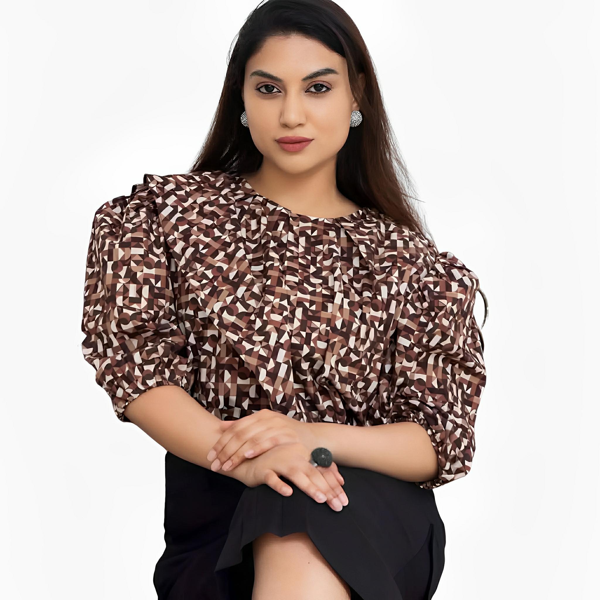 SATIN | Brazilian Luxury Fashion LILLY SARTI LILLY SARTI Cubism Tricoline Blouse Brown