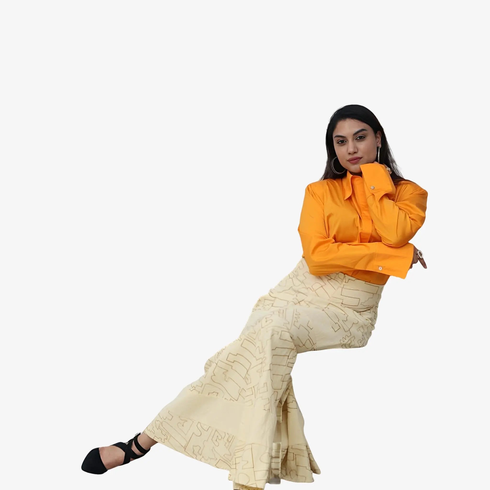 SATIN | Brazilian Luxury Fashion MIXED MIXED Clara Shirt In Mango Color