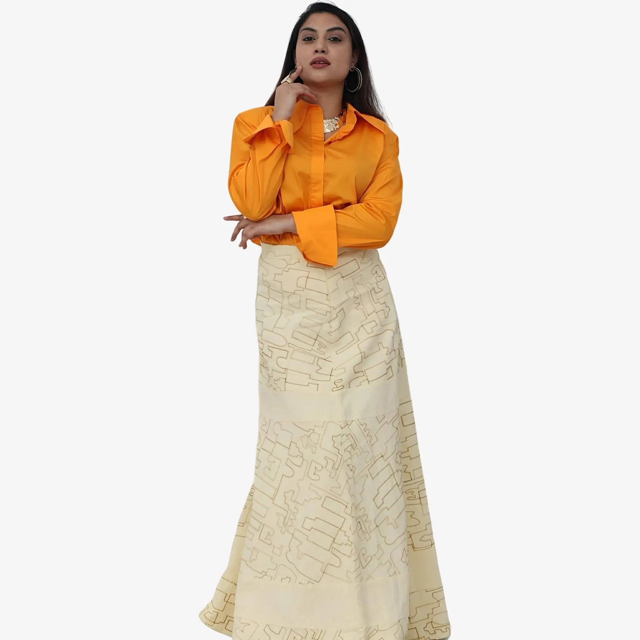 SATIN | Brazilian Luxury Fashion MIXED MIXED Clara Shirt In Mango Color