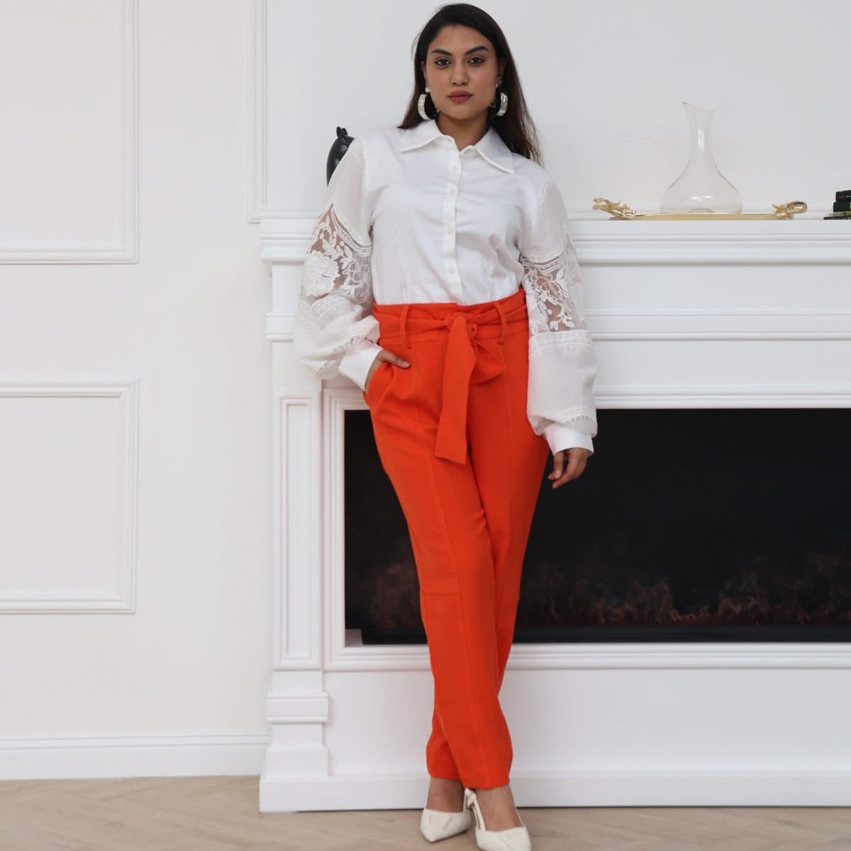 MIXED Eleonora Pants In Orange Color - SATIN | Brazilian Luxury Fashion