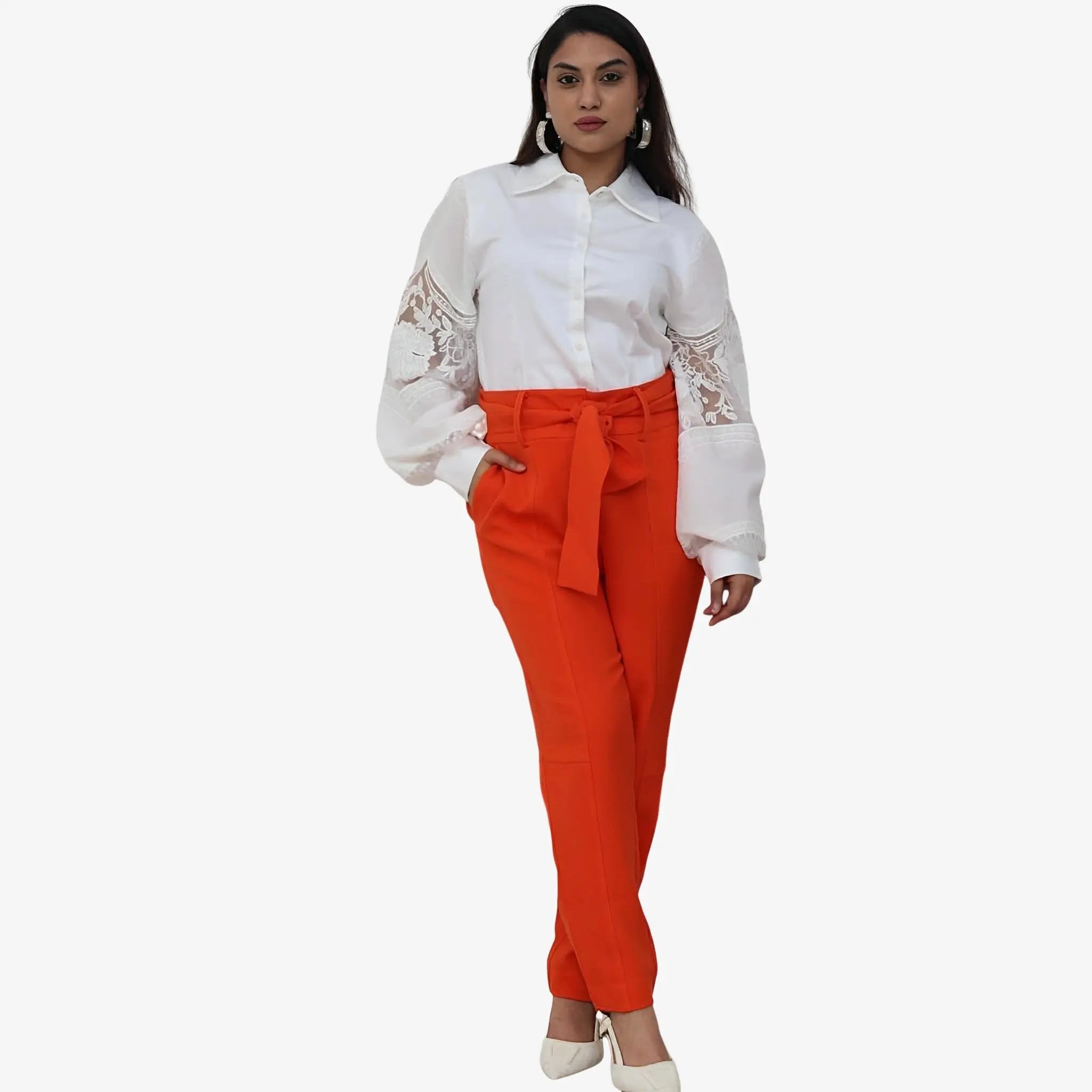 SATIN | Brazilian Luxury Fashion MIXED MIXED Eleonora Pants In Orange Color