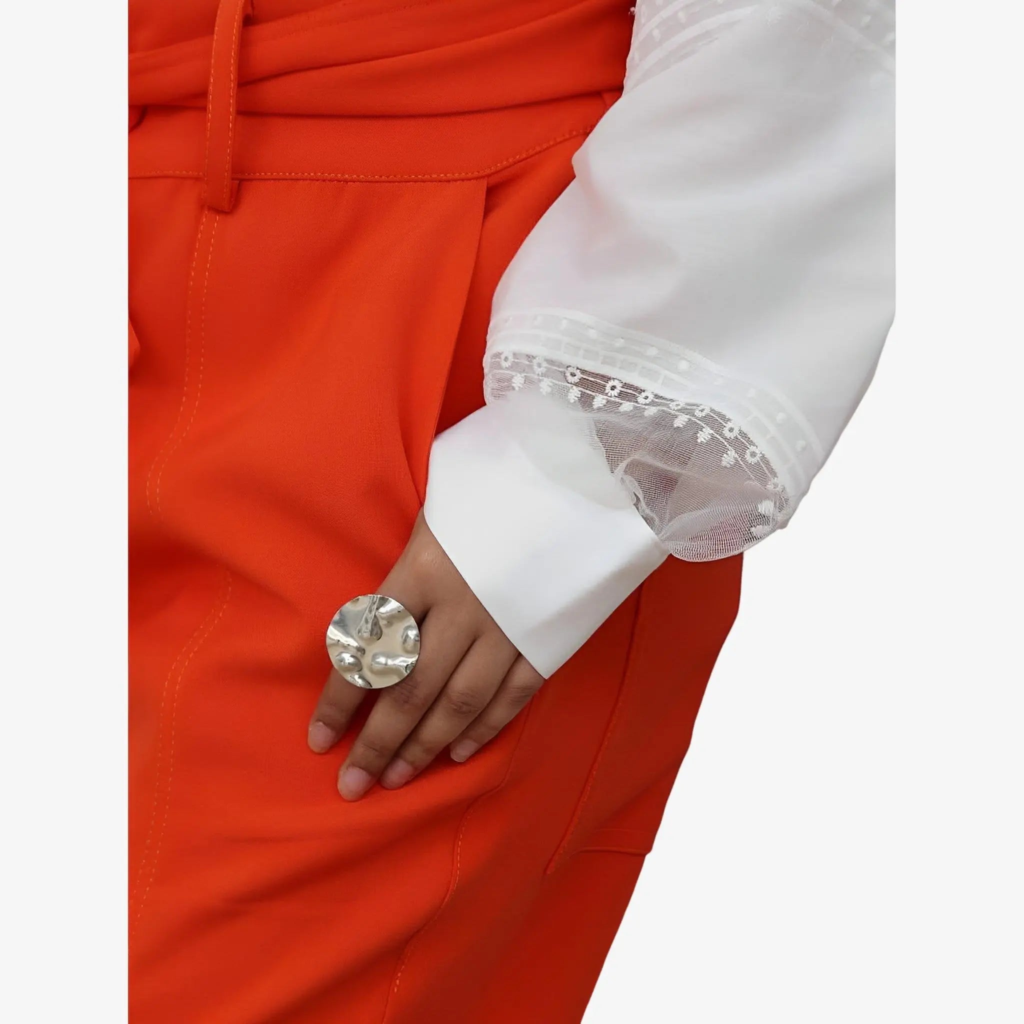 SATIN | Brazilian Luxury Fashion MIXED MIXED Eleonora Pants In Orange Color