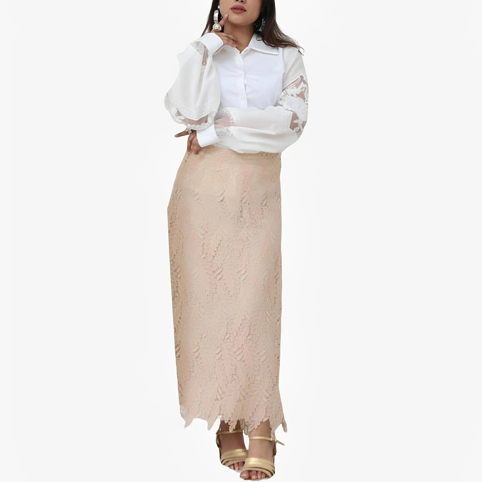 SATIN | Brazilian Luxury Fashion TON AGE TONAGE White Shirt with Embroidered Sleeves White