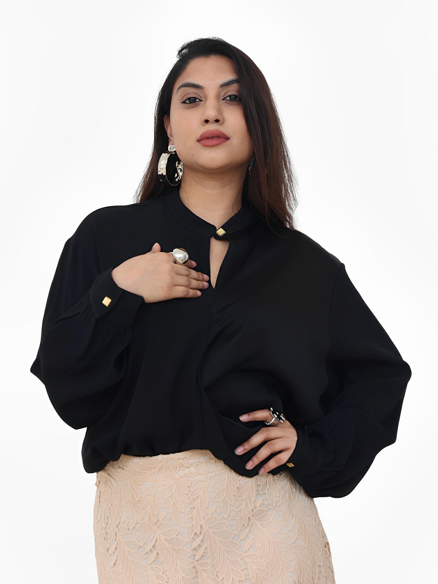 SATIN | Brazilian Luxury Fashion LILLY SARTI LILLY SARTI Twisted Hem Crepe Blouse Black