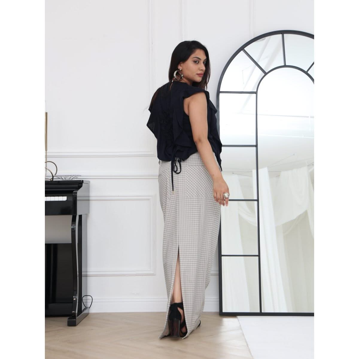 MIXED Shiv Skirt In Khaki Color - SATIN | Brazilian Luxury Fashion