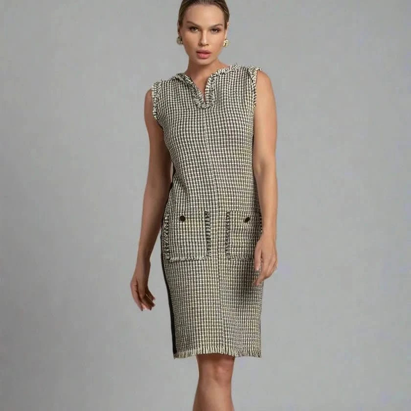 TONAGE Black Tweed Copenhagen Dress - SATIN | Brazilian Luxury Fashion