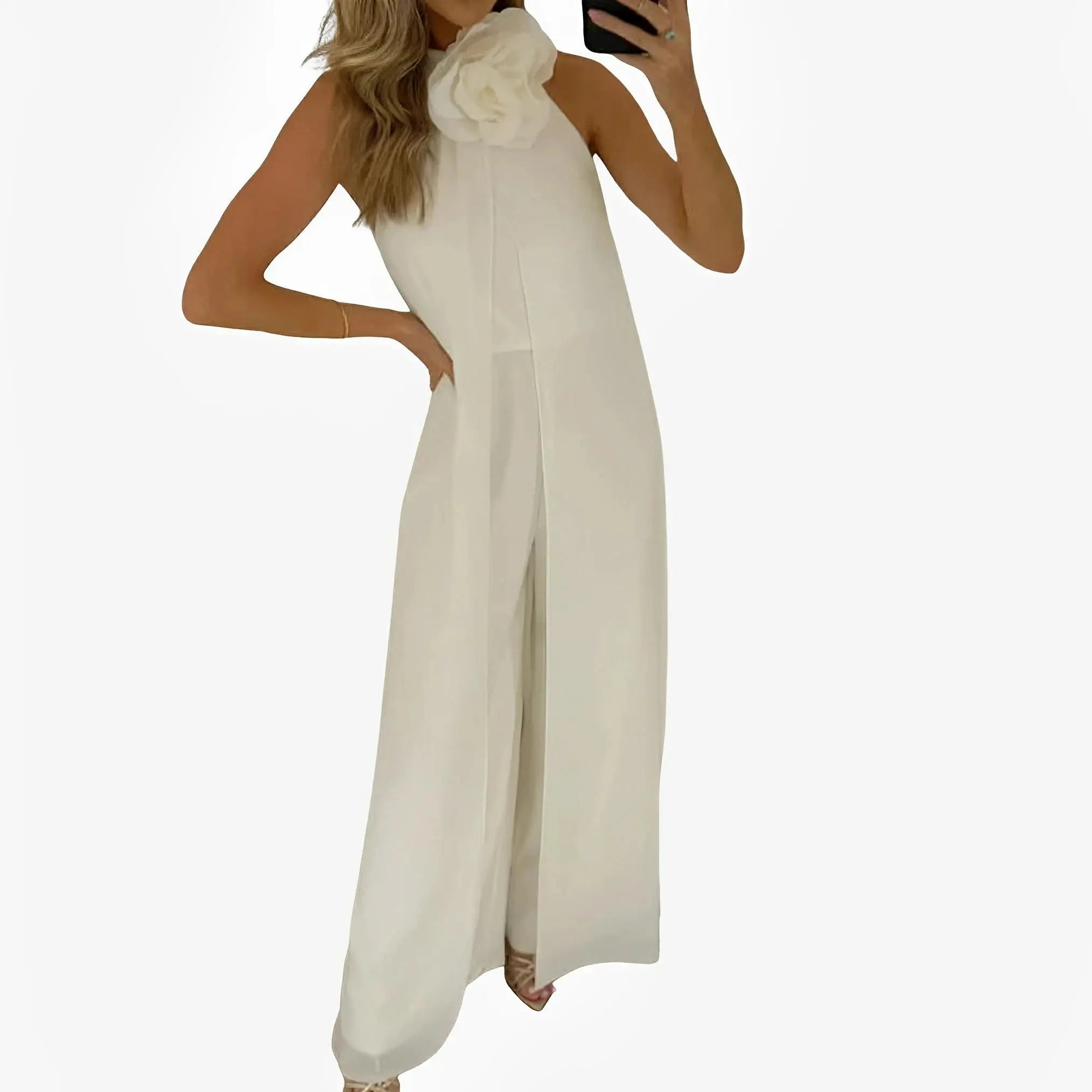 SATIN | Brazilian Luxury Fashion TONAGE TONAGE Jumpsuit Off-white scuba knit with off-white transparency