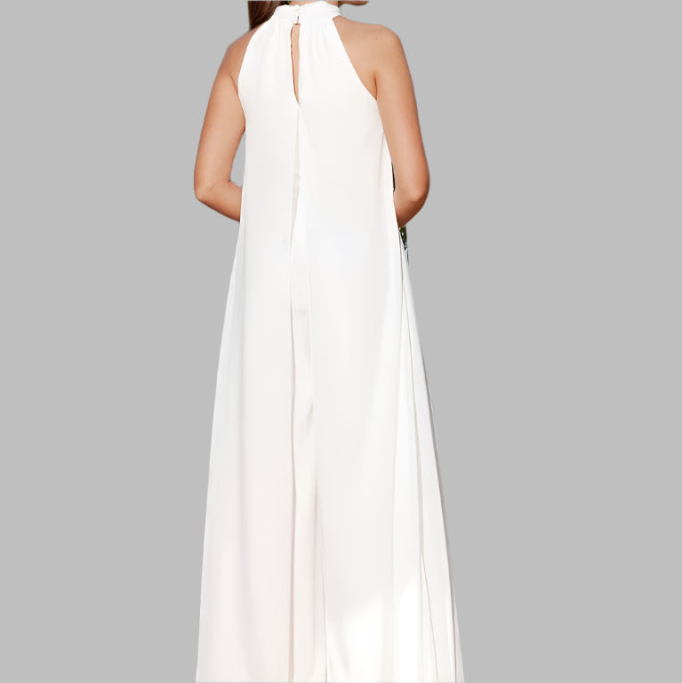 TONAGE Jumpsuit Off-white scuba knit with off-white transparency