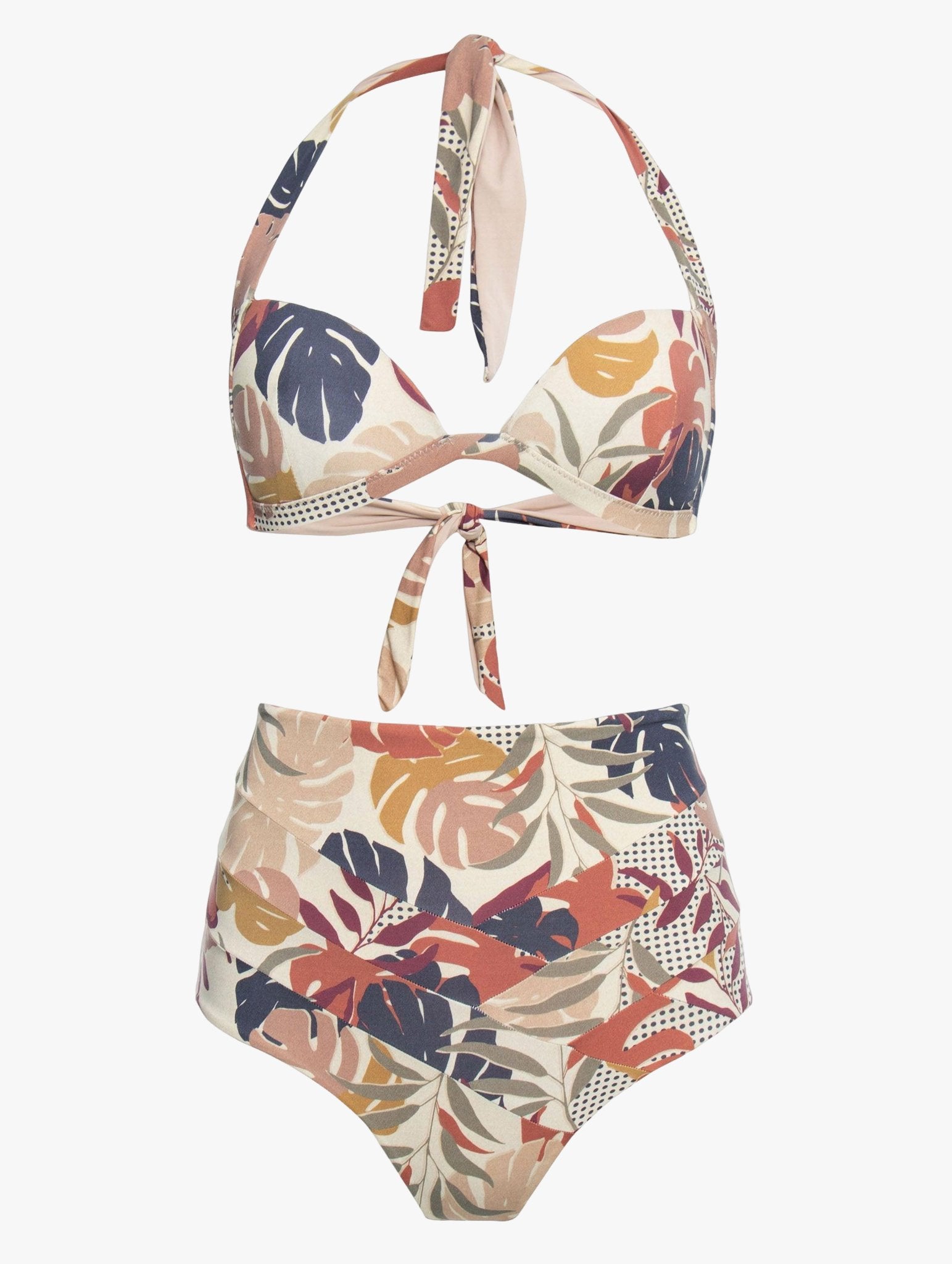 SATIN | Brazilian Luxury Fashion AMIR SLAMA AMIR SLAMA High Waist Bikini Bottom With Leaf Print