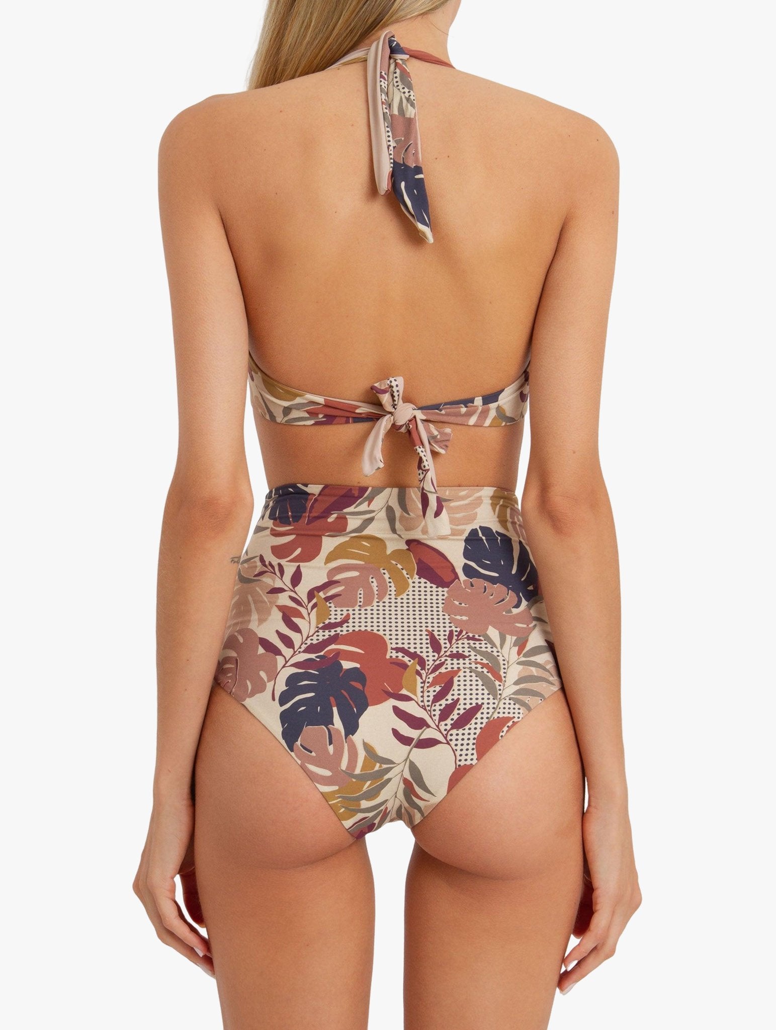 SATIN | Brazilian Luxury Fashion AMIR SLAMA AMIR SLAMA High Waist Bikini Bottom With Leaf Print