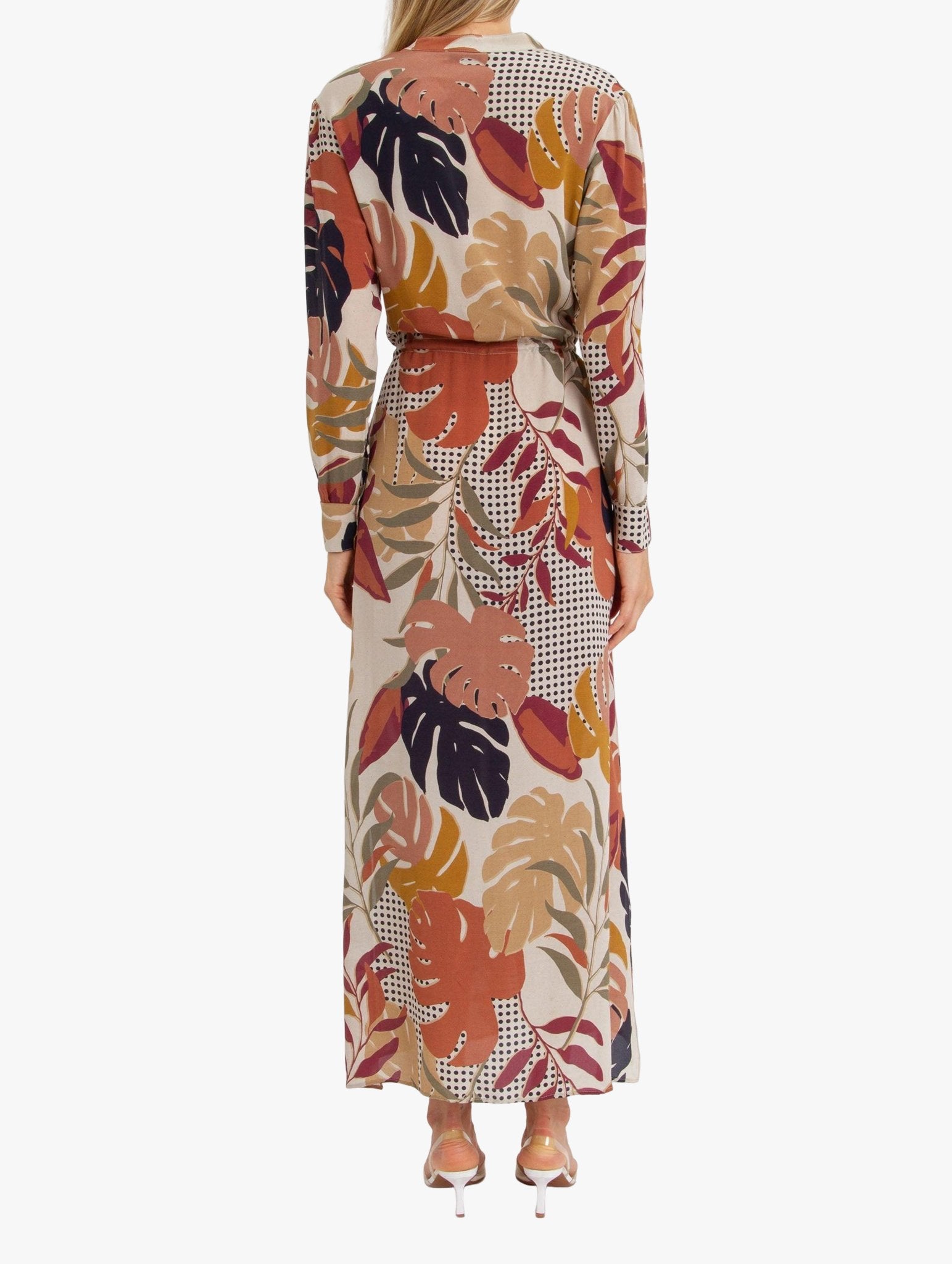 SATIN | Brazilian Luxury Fashion AMIR SLAMA AMIR SLAMA Long Sleeve Silk Dress With Leaf Print