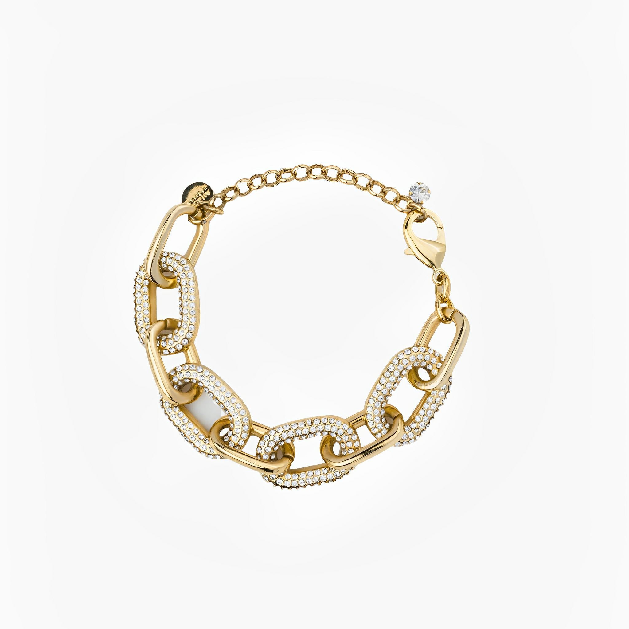 SATIN | Brazilian Luxury Fashion JULIANA MANZINI JULIANA MANZINI Fashion Jewelry - Vintage Gold Strass Link Bracelet With Natural Crystal