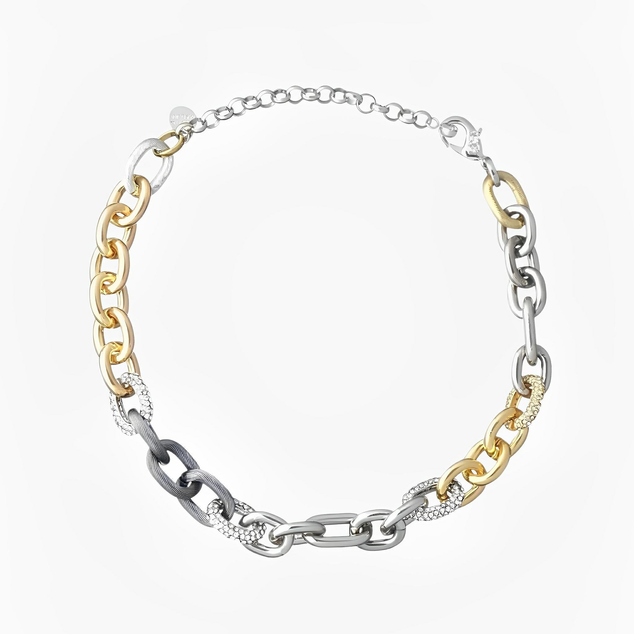 SATIN | Brazilian Luxury Fashion JULIANA MANZINI JULIANA MANZINI Fashion Jewelry - Short Crystal Link Necklace - Mixed Plated Elements