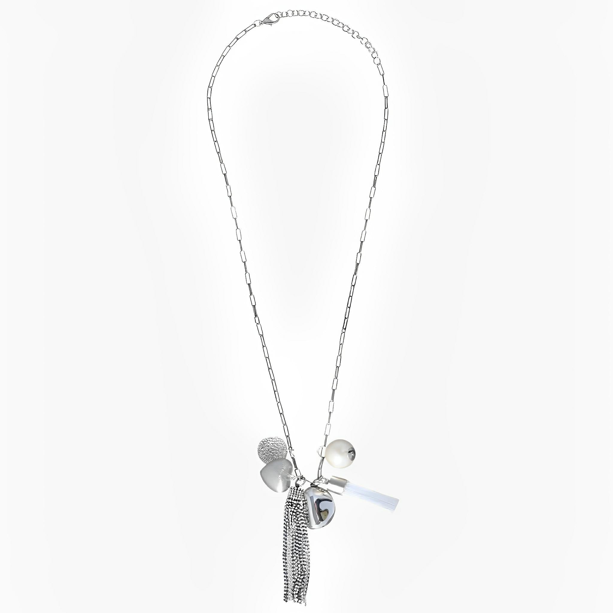 SATIN | Brazilian Luxury Fashion JULIANA MANZINI JULIANA MANZINI Fashion Jewelry - Maxi Penca Pearl And Crystal Necklace - Life Hi-Lo Collection