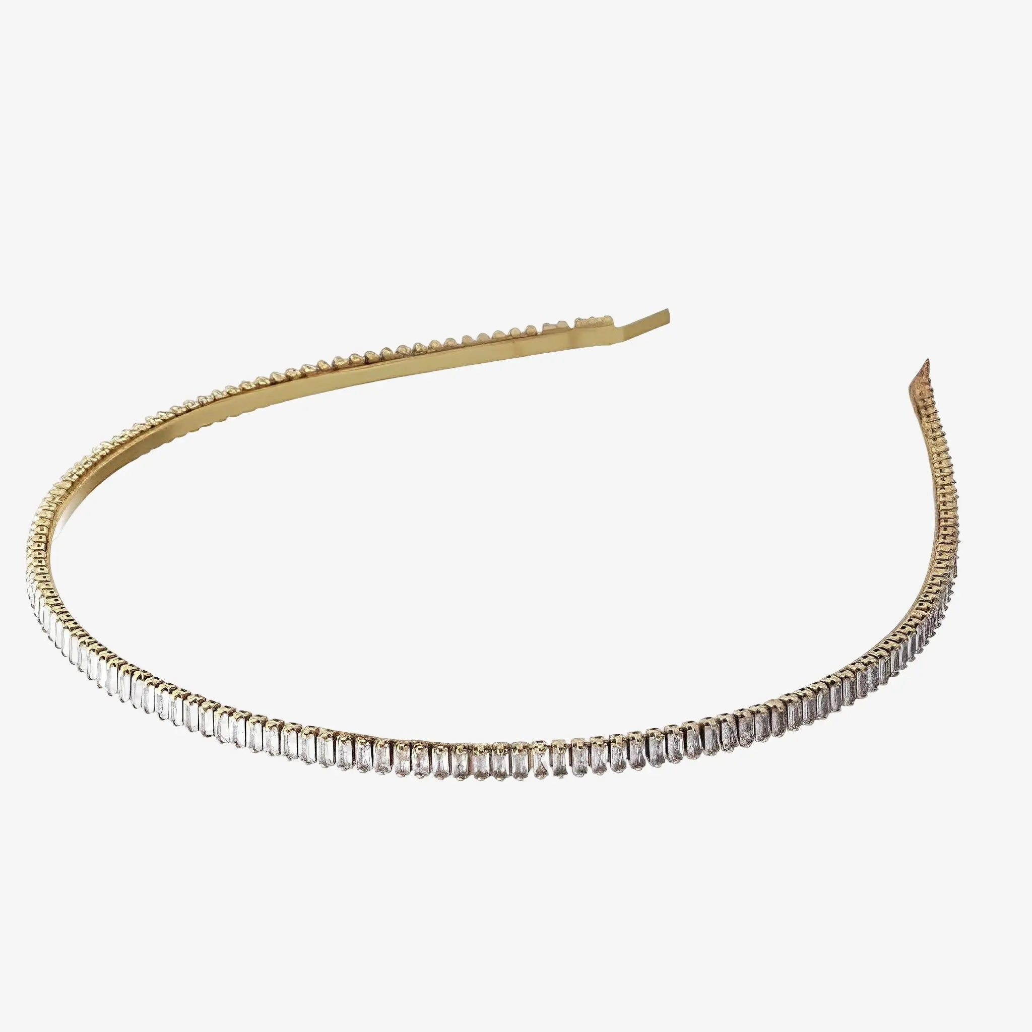 SATIN | Brazilian Luxury Fashion JULIANA MANZINI JULIANA MANZINI Fashion Jewelry - Vintage Gold Tiara With Zirconia And Natural Crystals