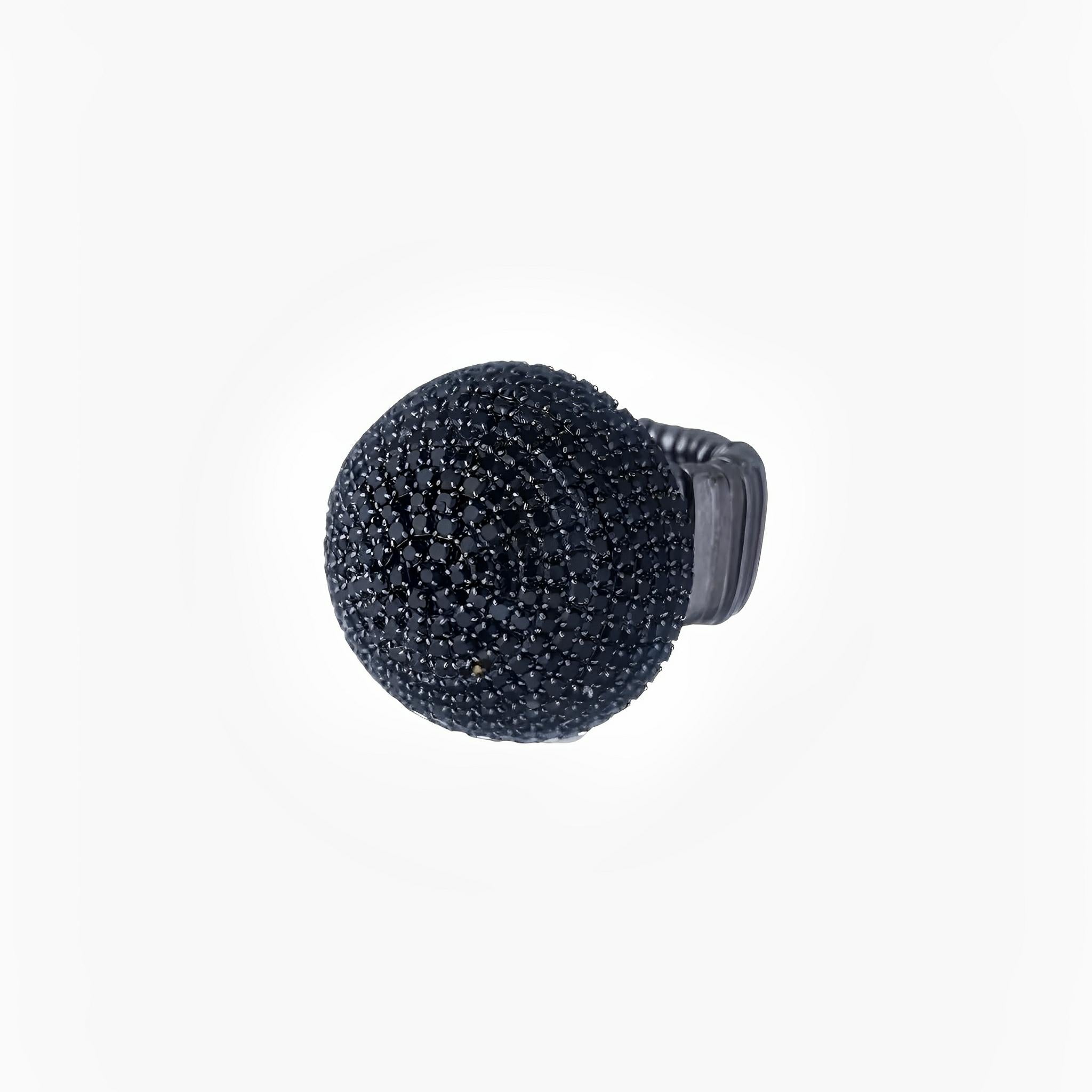 SATIN | Brazilian Luxury Fashion JULIANA MANZINI JULIANA MANZINI Fashion Jewelry - Canopy Ring With Black Rhinestones - Dramatic Style