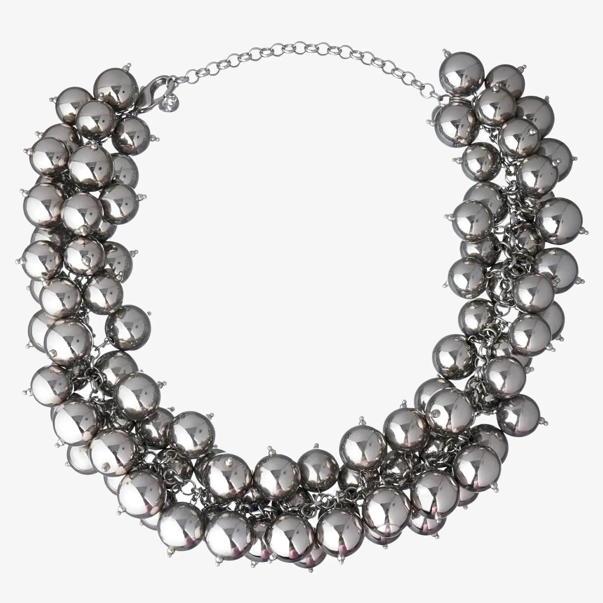SATIN | Brazilian Luxury Fashion JULIANA MANZINI JULIANA MANZINI Fashion Jewelry - Maxi Ball Necklace In Silver - Bold Statement
