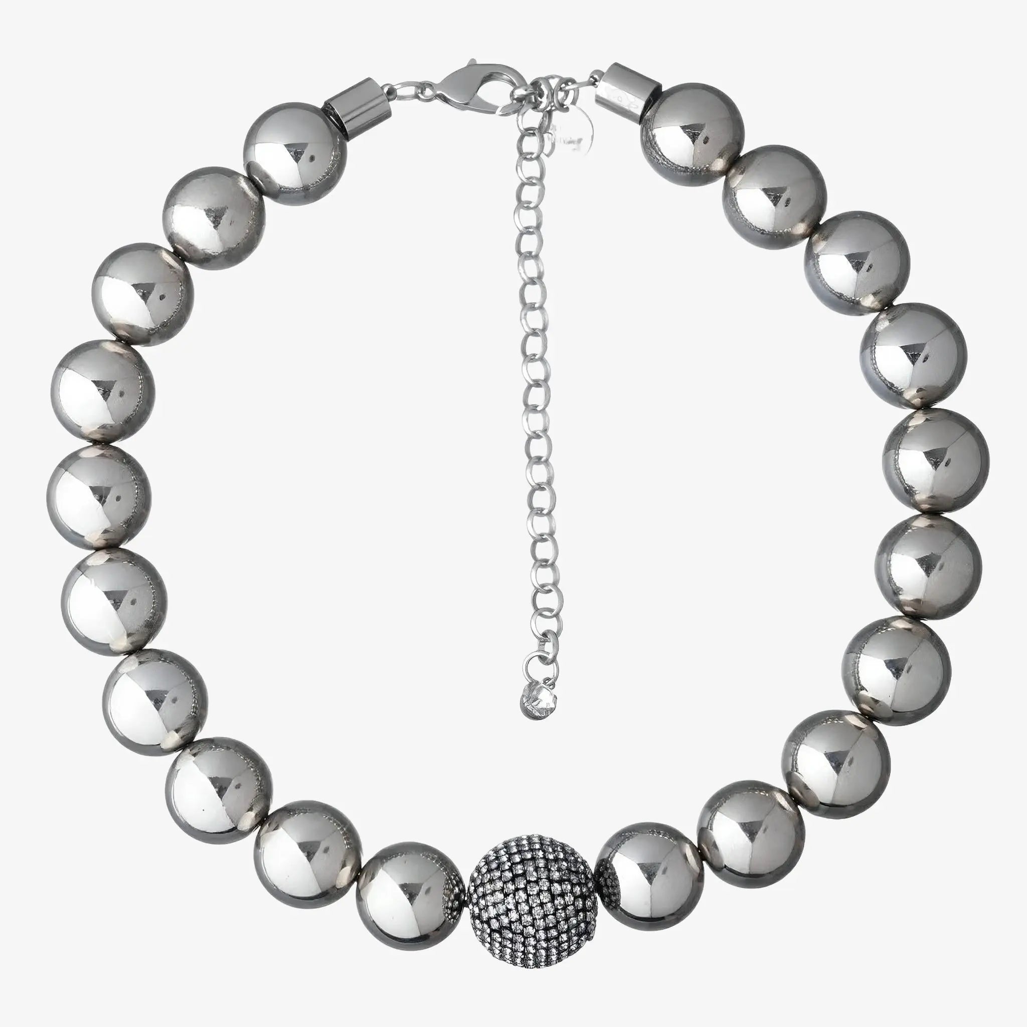 SATIN | Brazilian Luxury Fashion JULIANA MANZINI JULIANA MANZINI Fashion Jewelry - Royalty Necklace With Natural Crystal - Silver Short Style