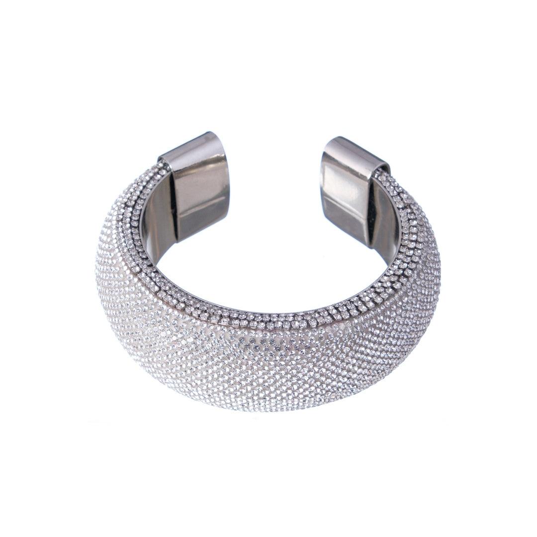 JULIANA MANZINI Fashion Jewelry - Silver Strass Shine Bracelet - Elegant Sparkle - SATIN | Brazilian Luxury Fashion