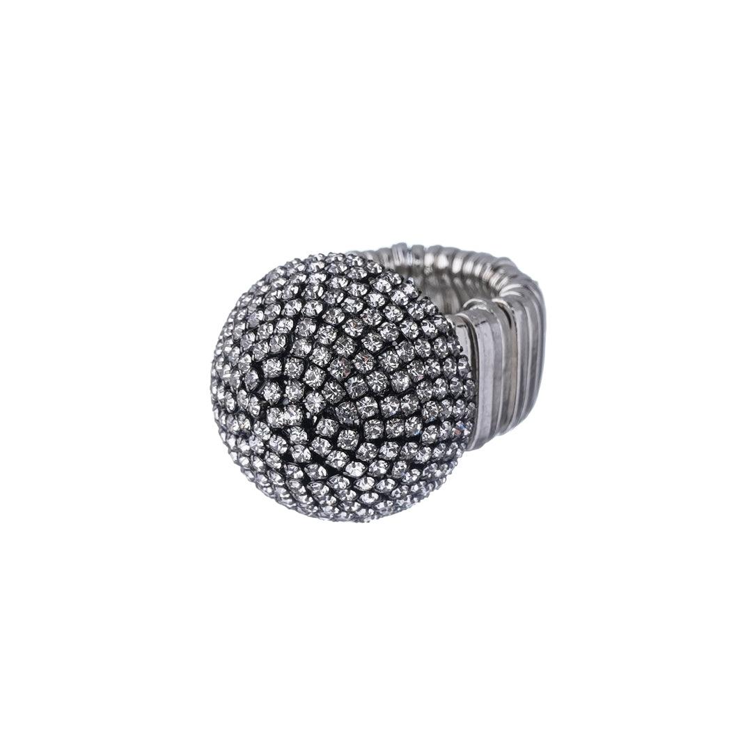 JULIANA MANZINI Fashion Jewelry - Silver Canopy Ring With Rhinestones - Refined Luxury - SATIN | Brazilian Luxury Fashion