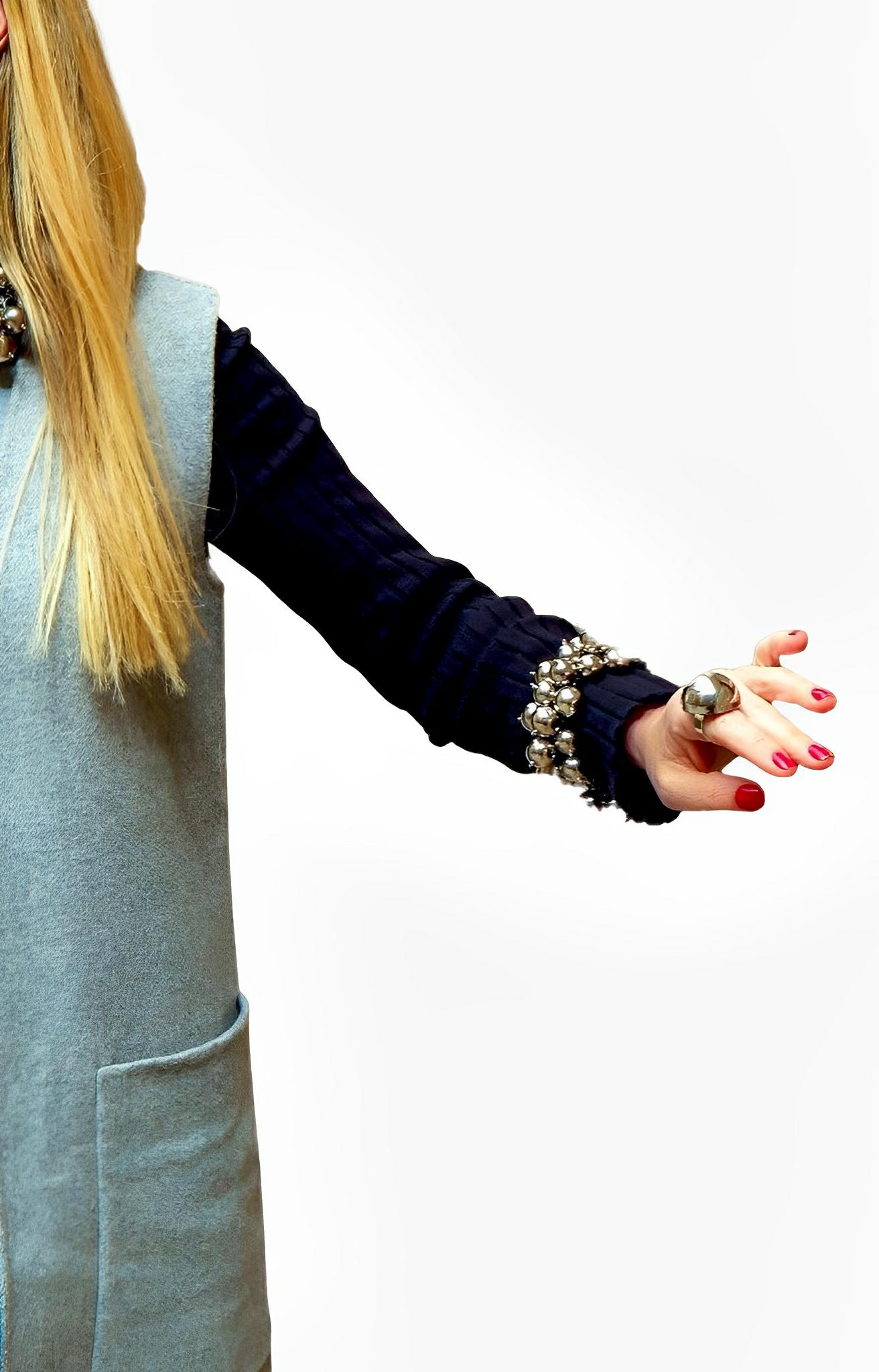 SATIN | Brazilian Luxury Fashion JULIANA MANZINI JULIANA MANZINI Fashion Jewelry - Maxi Ball Bracelet In Silver Style - Modern Sophistication