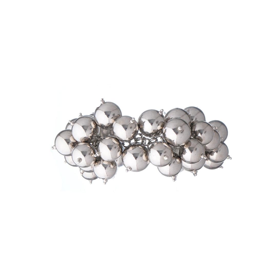 JULIANA MANZINI Fashion Jewelry - Maxi Ball Bracelet In Silver Style - Modern Sophistication - SATIN | Brazilian Luxury Fashion