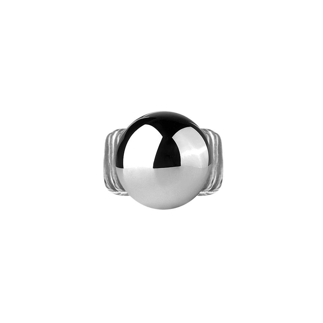 JULIANA MANZINI Fashion Jewelry - Silver Ball Ring - Minimalist Luxe - SATIN | Brazilian Luxury Fashion