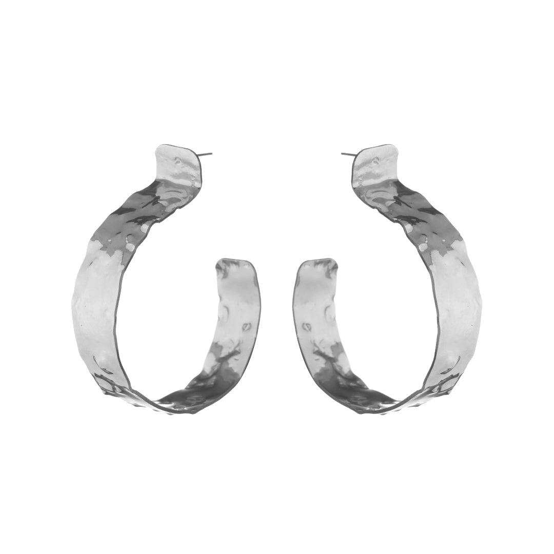 JULIANA MANZINI Fashion Jewelry - Life Hi-Lo Silver Earrings - Modern Luxury - SATIN | Brazilian Luxury Fashion