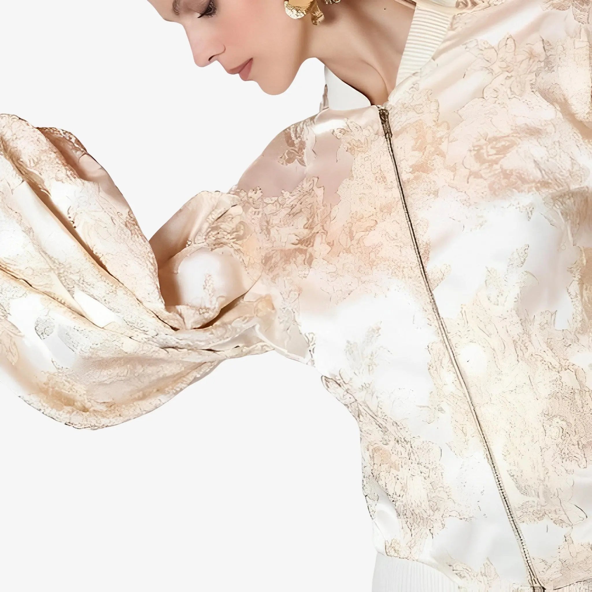 SATIN | Brazilian Luxury Fashion LETHICIA BRONSTEIN LETHICIA BRONSTEIN Brenna Oversized Cotton Bomber Jacket with Gold Lurex