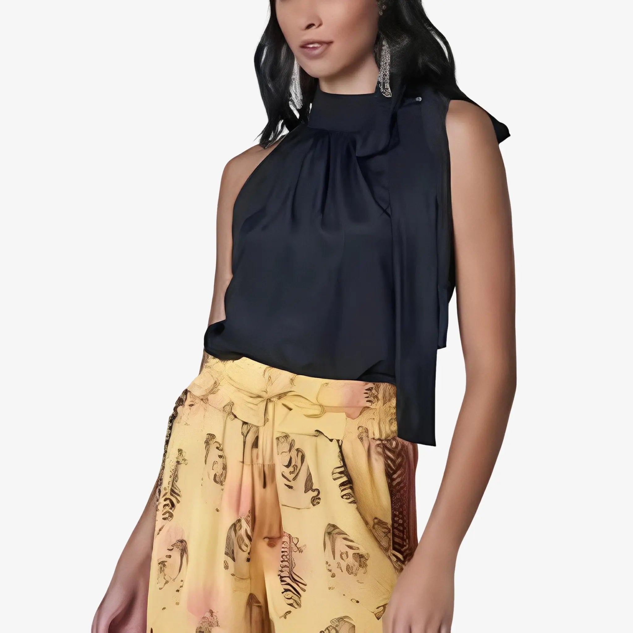 SATIN | Brazilian Luxury Fashion LETHICIA BRONSTEIN LETHICIA BRONSTEIN Blouse with Neck Tie Alessia Crepe Black