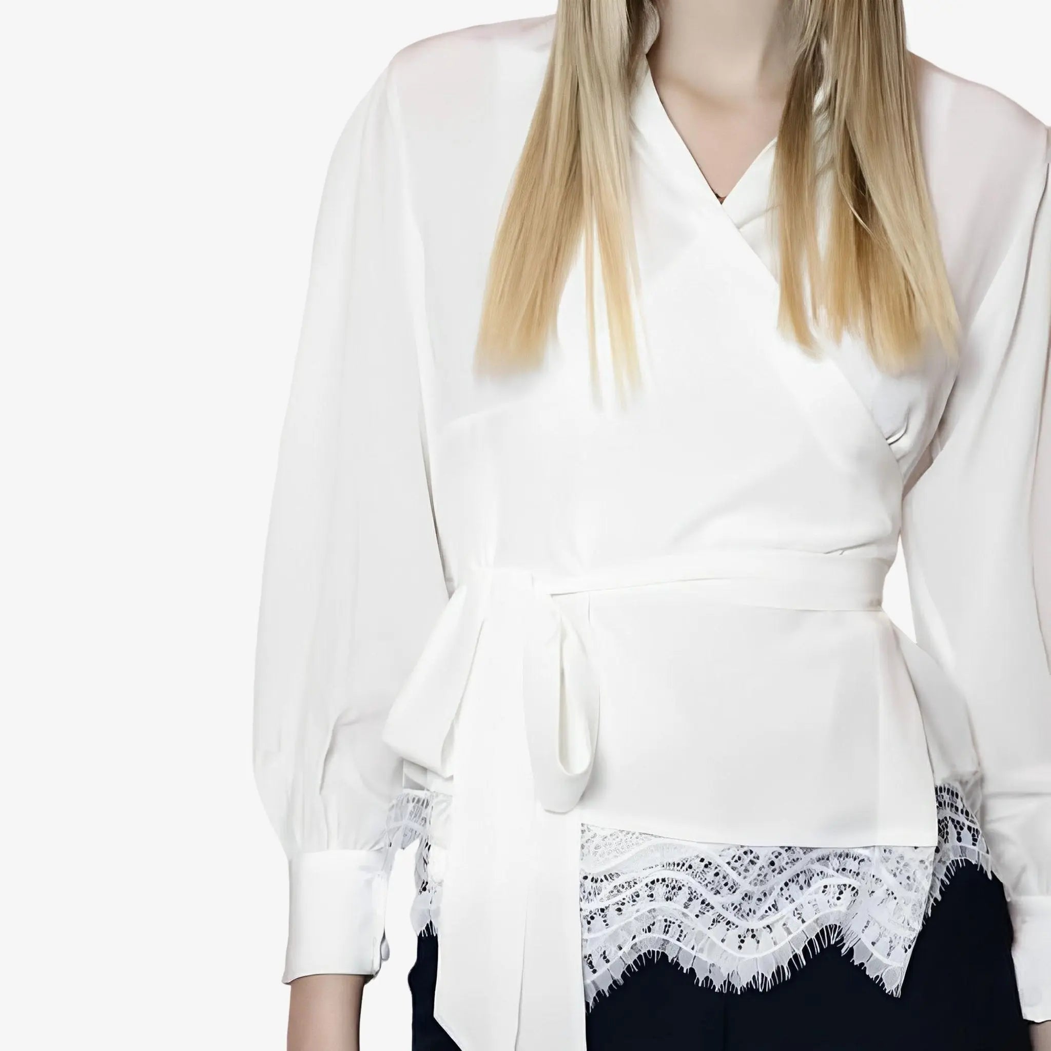 SATIN | Brazilian Luxury Fashion LETHICIA BRONSTEIN LETHICIA BRONSTEIN Cache-Coeur Blouse Auzira in Off-White Silk