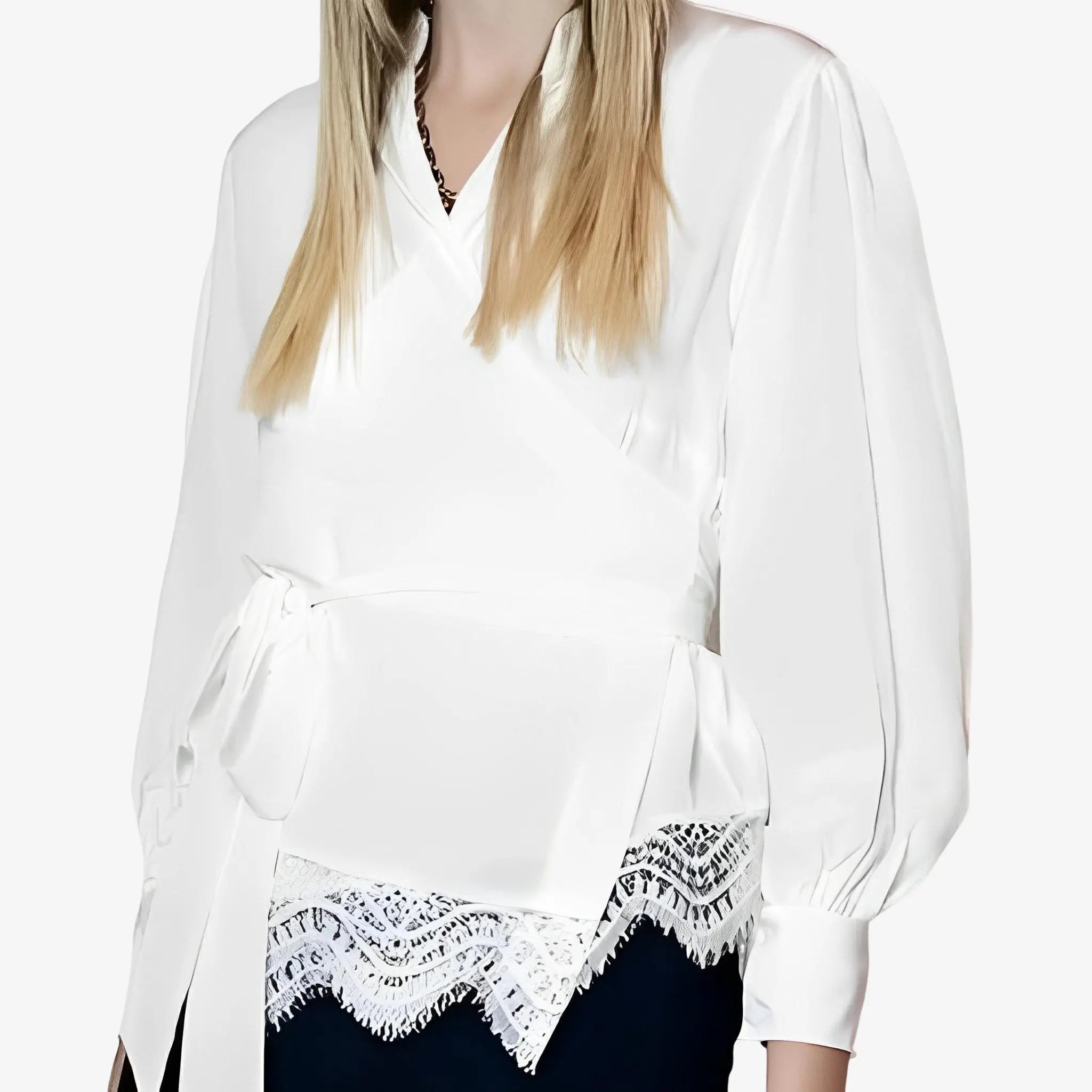 SATIN | Brazilian Luxury Fashion LETHICIA BRONSTEIN LETHICIA BRONSTEIN Cache-Coeur Blouse Auzira in Off-White Silk
