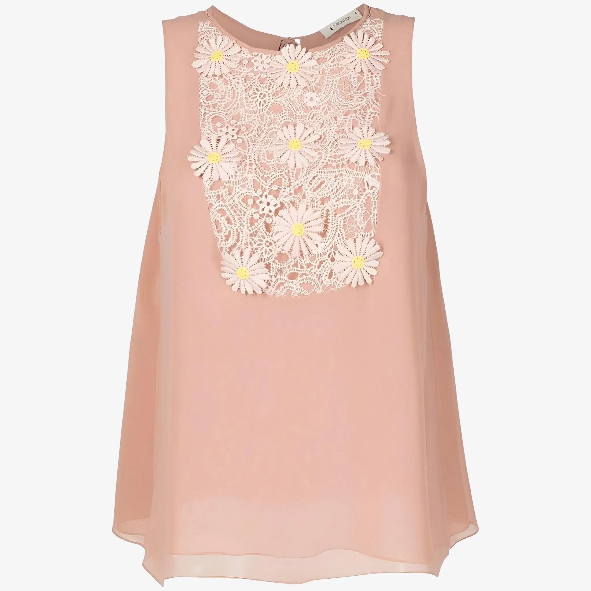 SATIN | Brazilian Luxury Fashion LETHICIA BRONSTEIN LETHICIA BRONSTEIN Barbara Sleeveless Blouse in Daisy Rose Georgette with Guipure