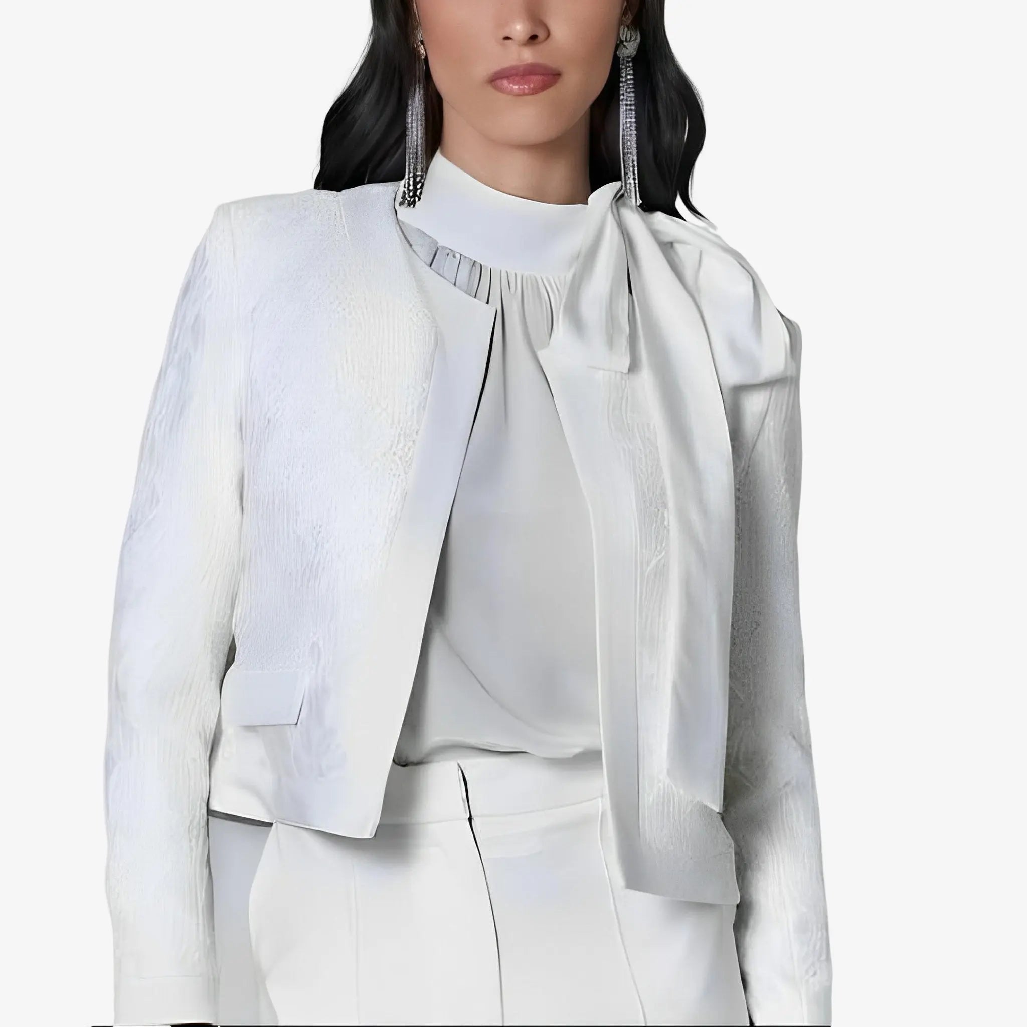 SATIN | Brazilian Luxury Fashion LETHICIA BRONSTEIN LETHICIA BRONSTEIN Blouse with Neck Tie Alessia Crepe Off White