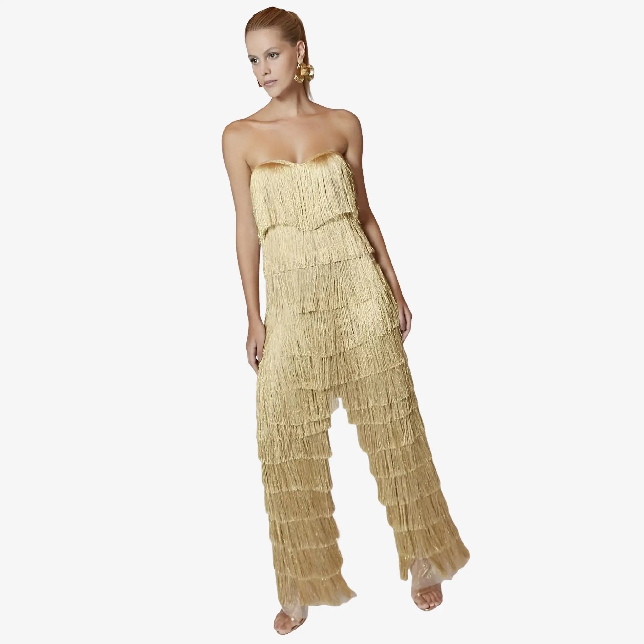 SATIN | Brazilian Luxury Fashion LETHICIA BRONSTEIN LETHICIA BRONSTEIN Belinda Corset in Tulle and Fringes with Gold Lurex