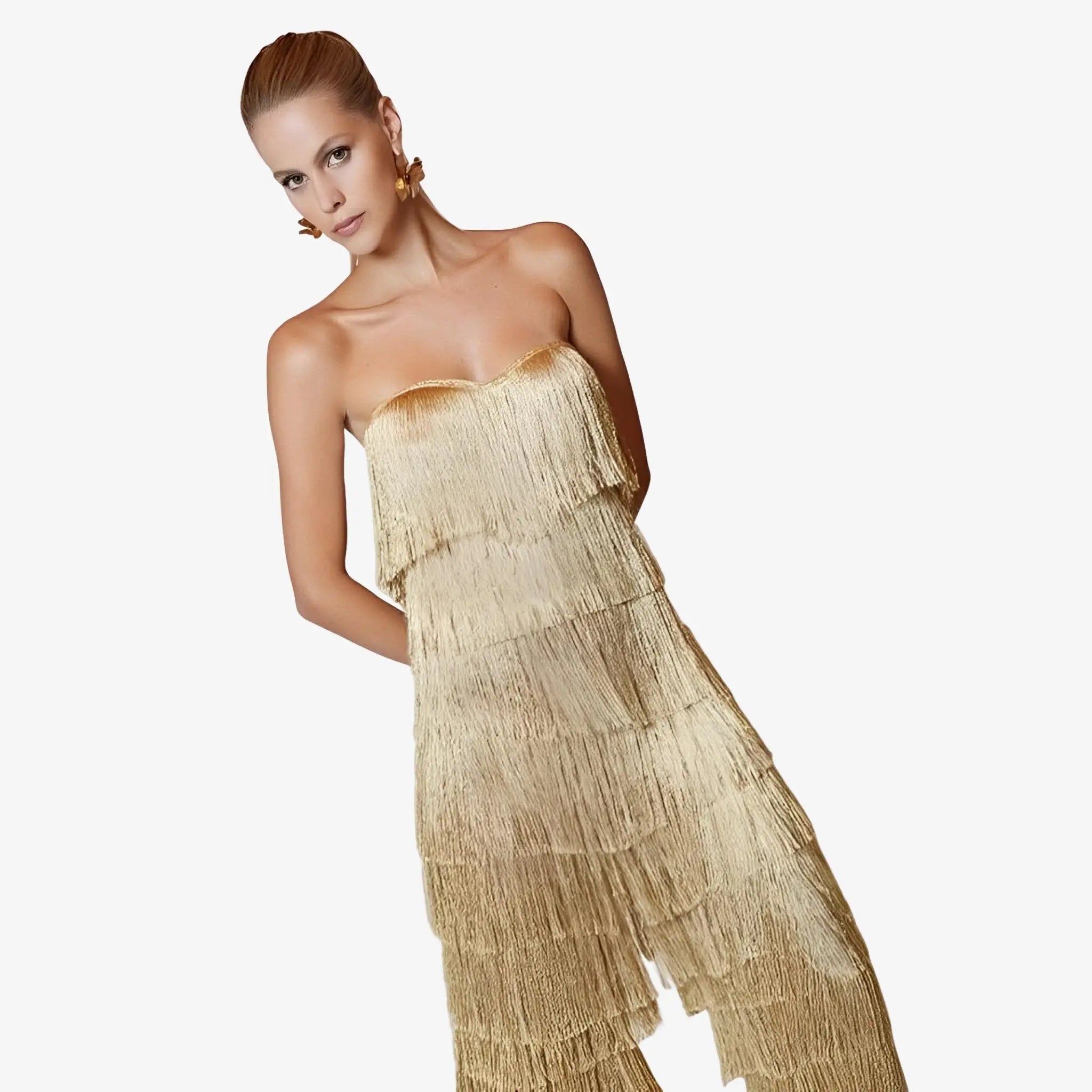 SATIN | Brazilian Luxury Fashion LETHICIA BRONSTEIN LETHICIA BRONSTEIN Belinda Corset in Tulle and Fringes with Gold Lurex