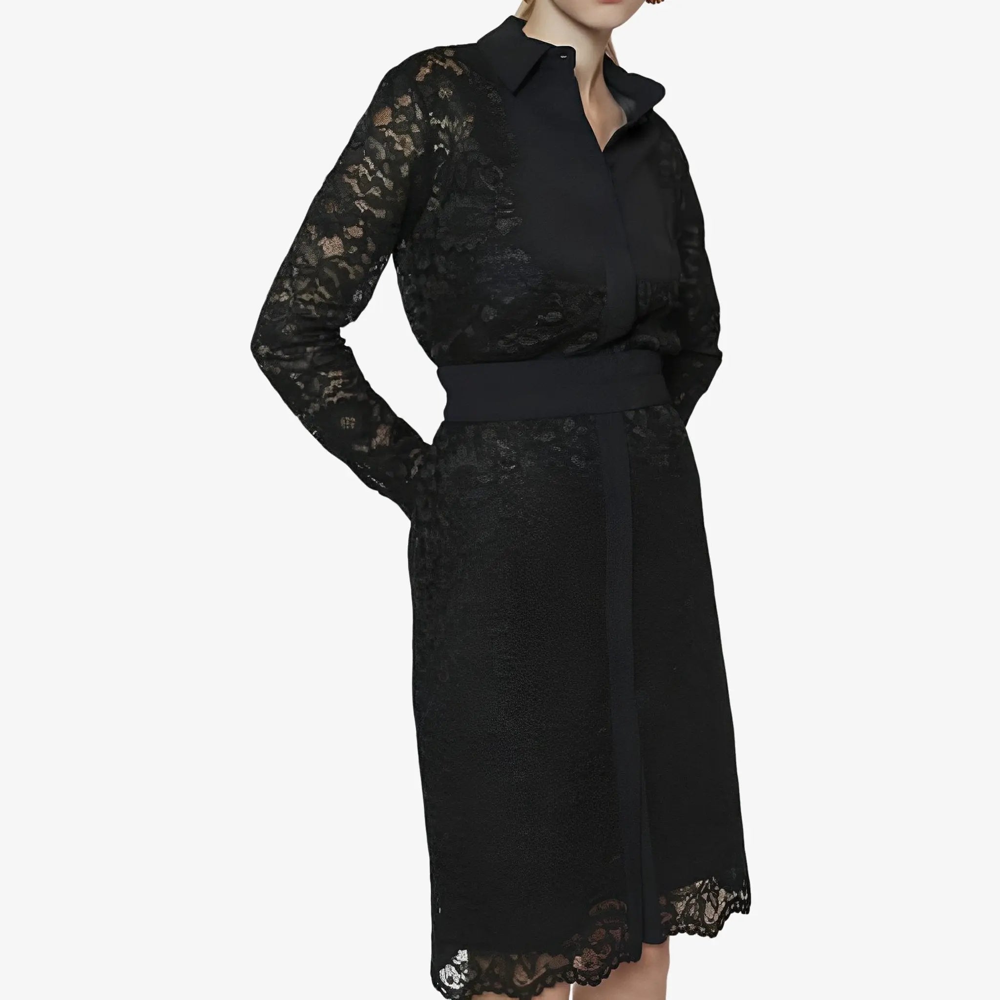 SATIN | Brazilian Luxury Fashion LETHICIA BRONSTEIN LETHICIA BRONSTEIN Chemise Ada Lace and Crepe Black