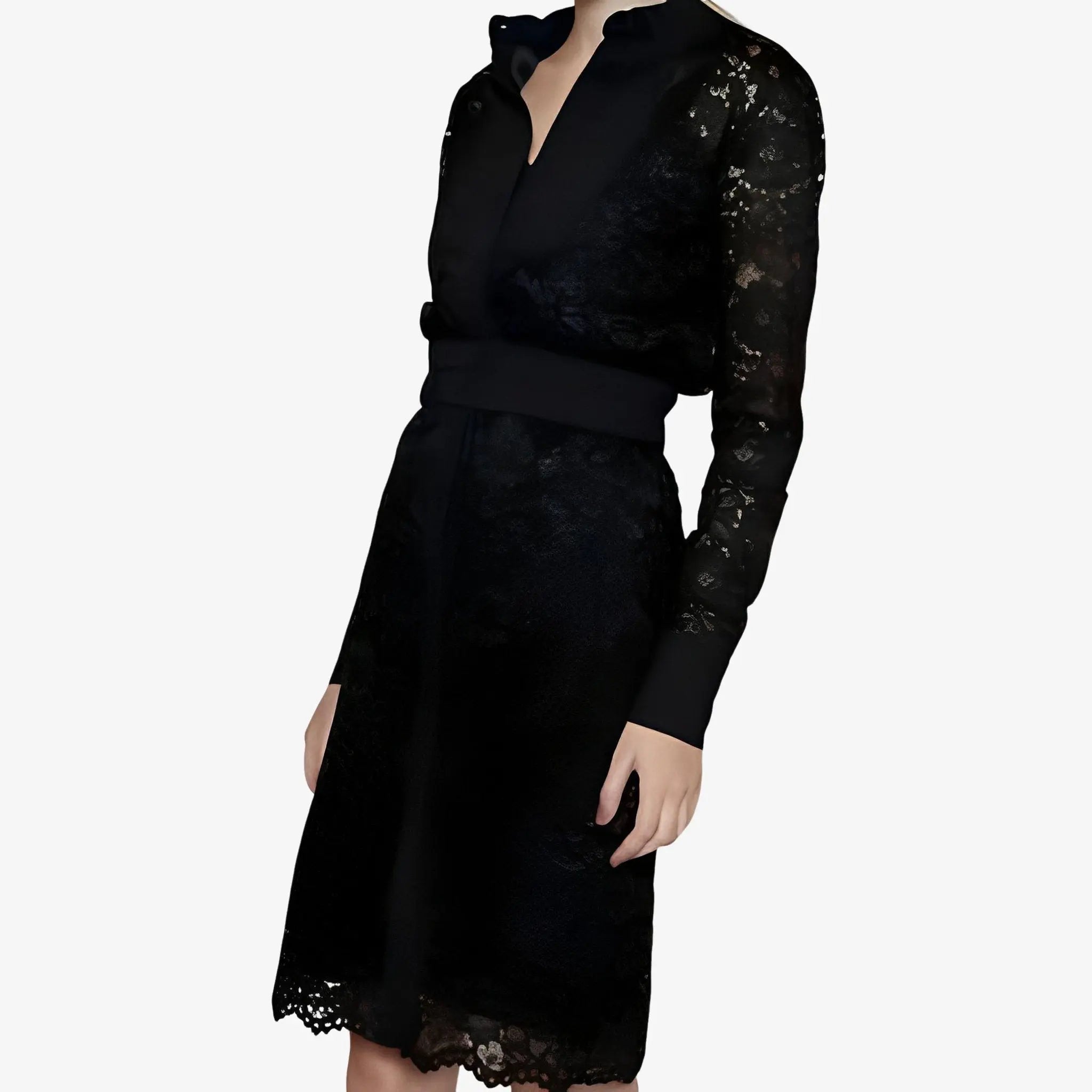 SATIN | Brazilian Luxury Fashion LETHICIA BRONSTEIN LETHICIA BRONSTEIN Chemise Ada Lace and Crepe Black