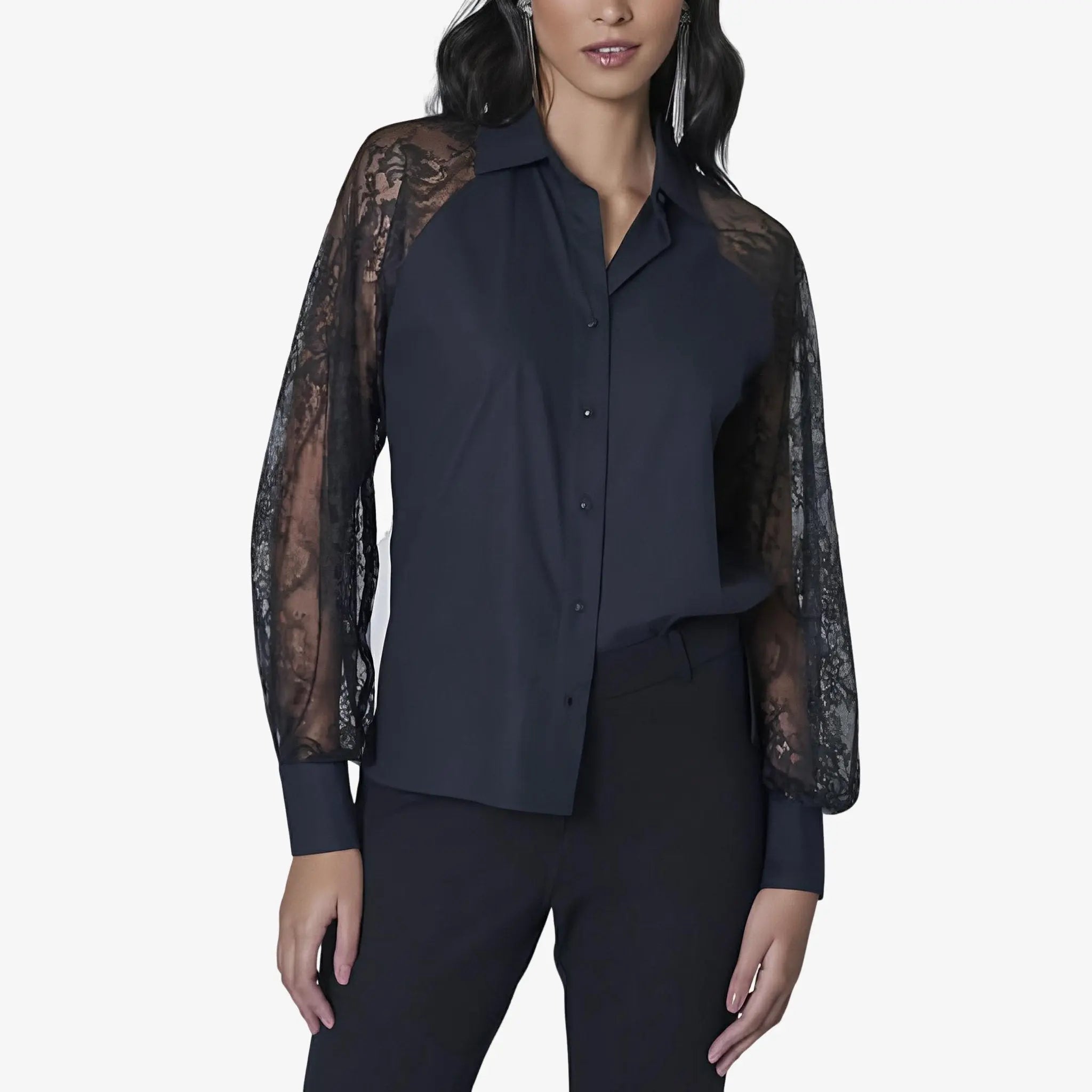 SATIN | Brazilian Luxury Fashion LETHICIA BRONSTEIN LETHICIA BRONSTEIN Shirt Amy Tricoline and Lace Black