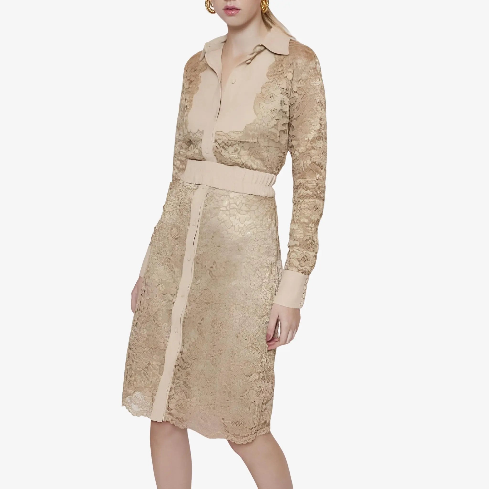 SATIN | Brazilian Luxury Fashion LETHICIA BRONSTEIN LETHICIA BRONSTEIN Chemise Ada Lace and Crepe Gold