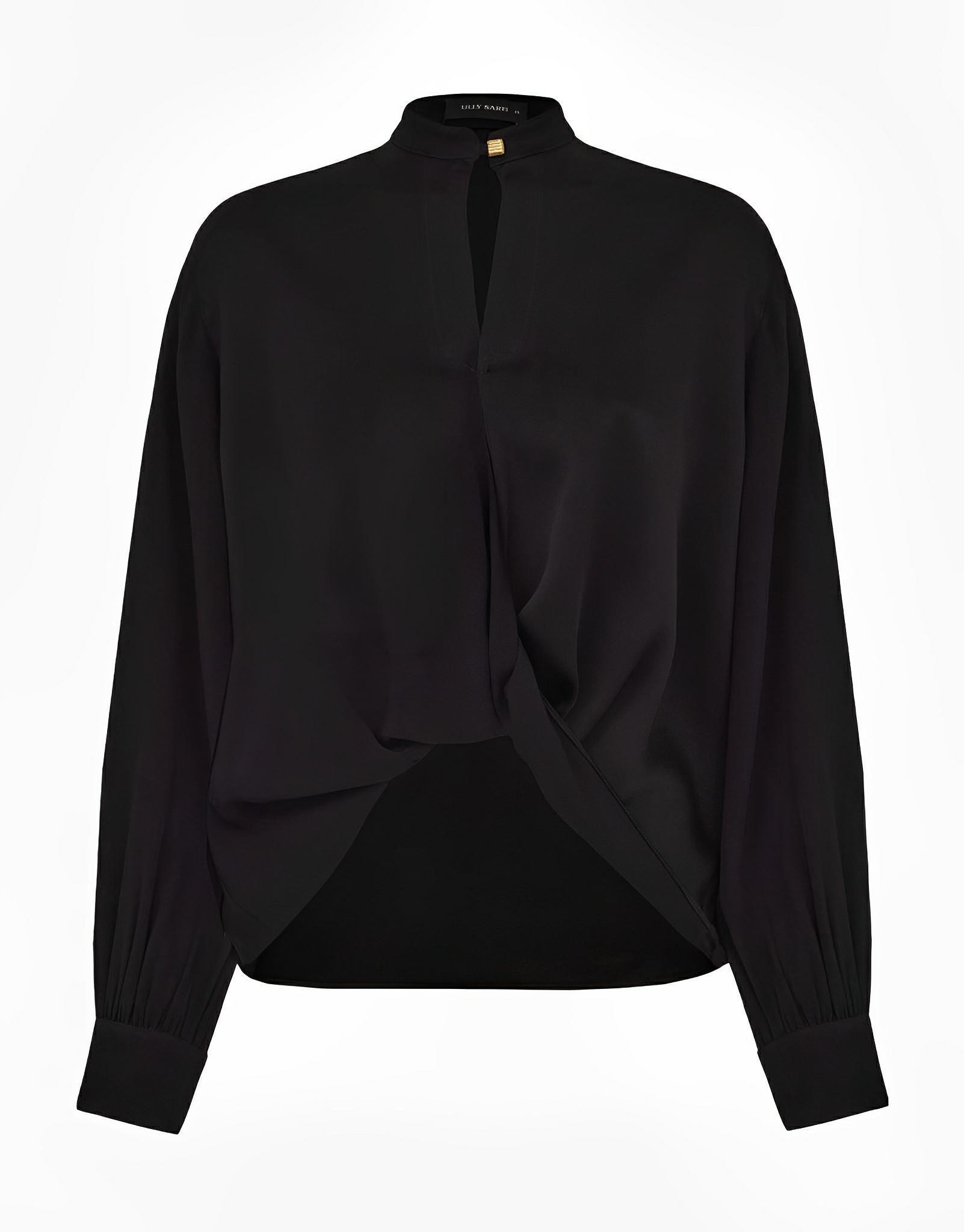 SATIN | Brazilian Luxury Fashion LILLY SARTI LILLY SARTI Twisted Hem Crepe Blouse Black