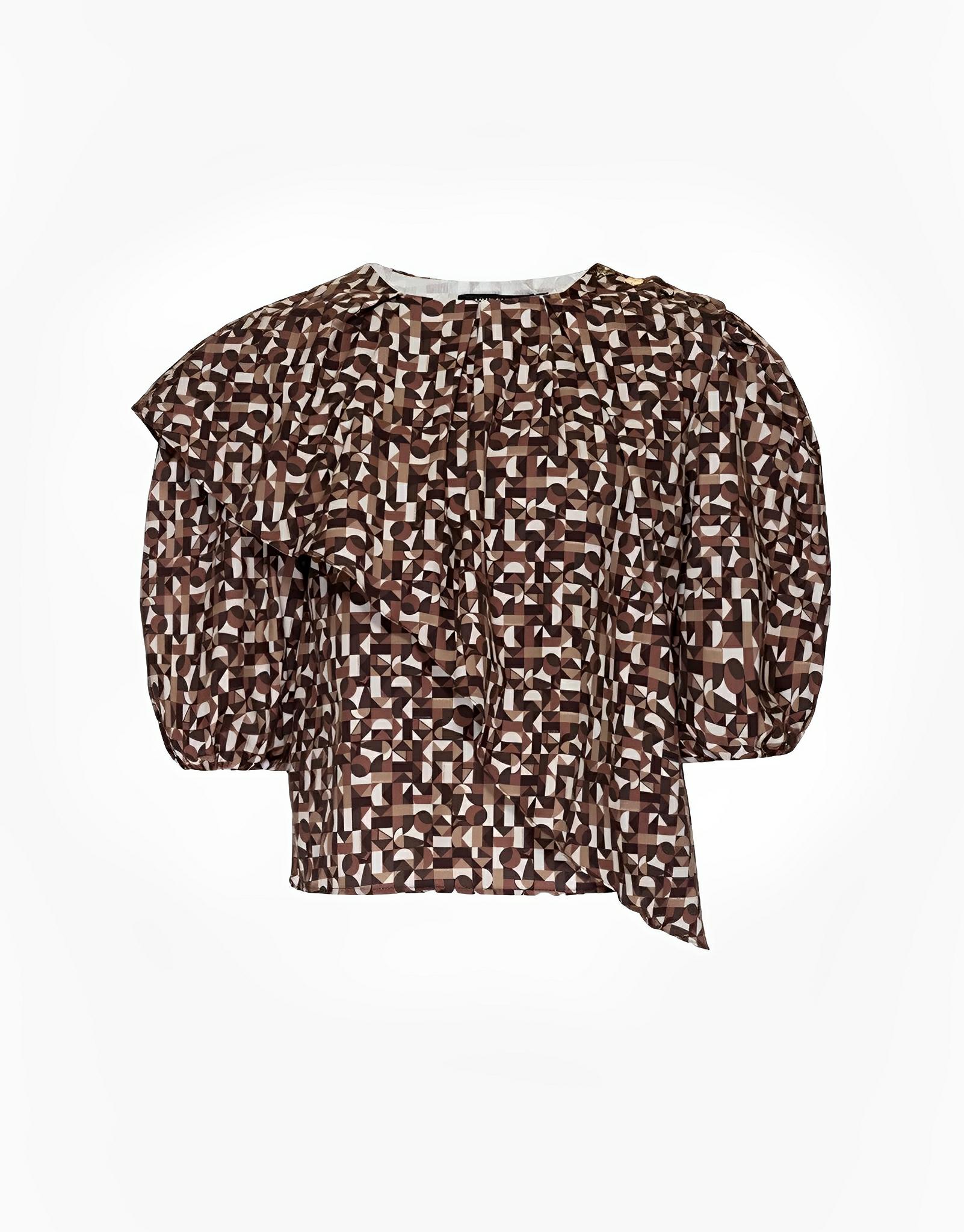 SATIN | Brazilian Luxury Fashion LILLY SARTI LILLY SARTI Cubism Tricoline Blouse Brown