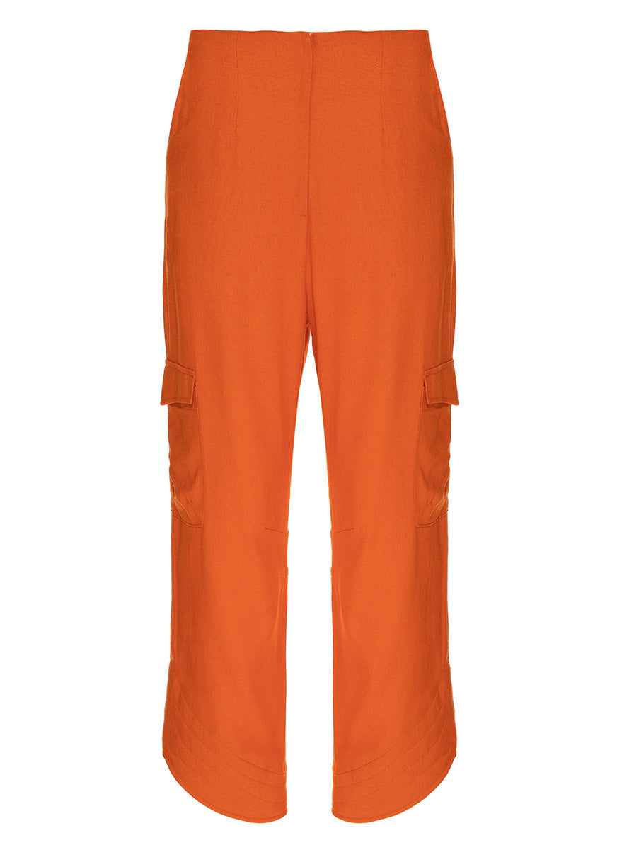 LILLY SARTI Linen Cargo Pants Orange