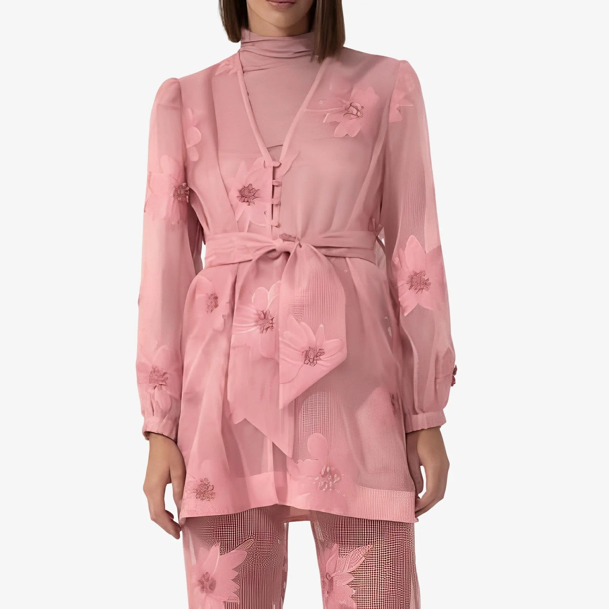 SATIN | Brazilian Luxury Fashion MIXED MIXED Lauren Coat in Pink Color