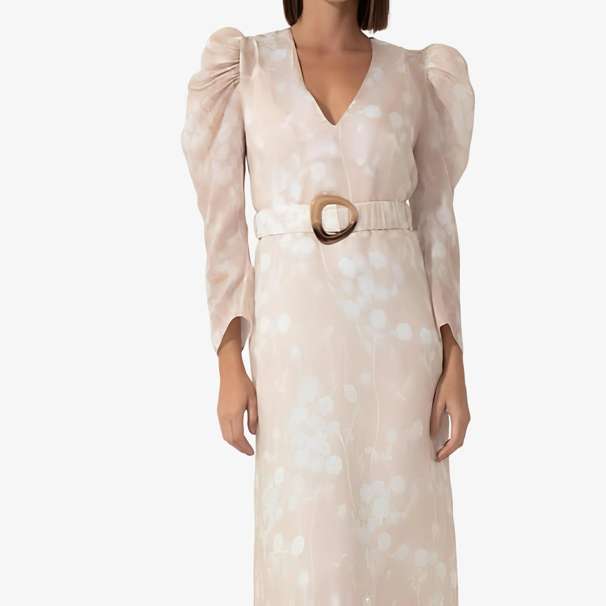 SATIN | Brazilian Luxury Fashion MIXED MIXED Floral Paz Dress In Beige Color